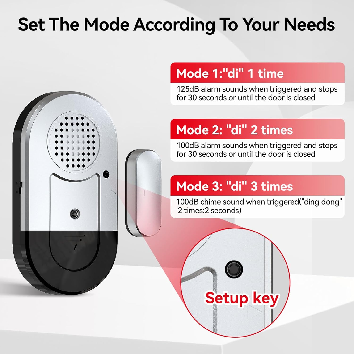 Sanjie Door Window Alarms - 5 Pack,125dB,Volume Control,Window Door Open Alarm Sensors for Kids Safety/Dementia/Pool,Wireless Sensors Keep Your Home Security,Easy to Install,Long Battery Life - Image 3