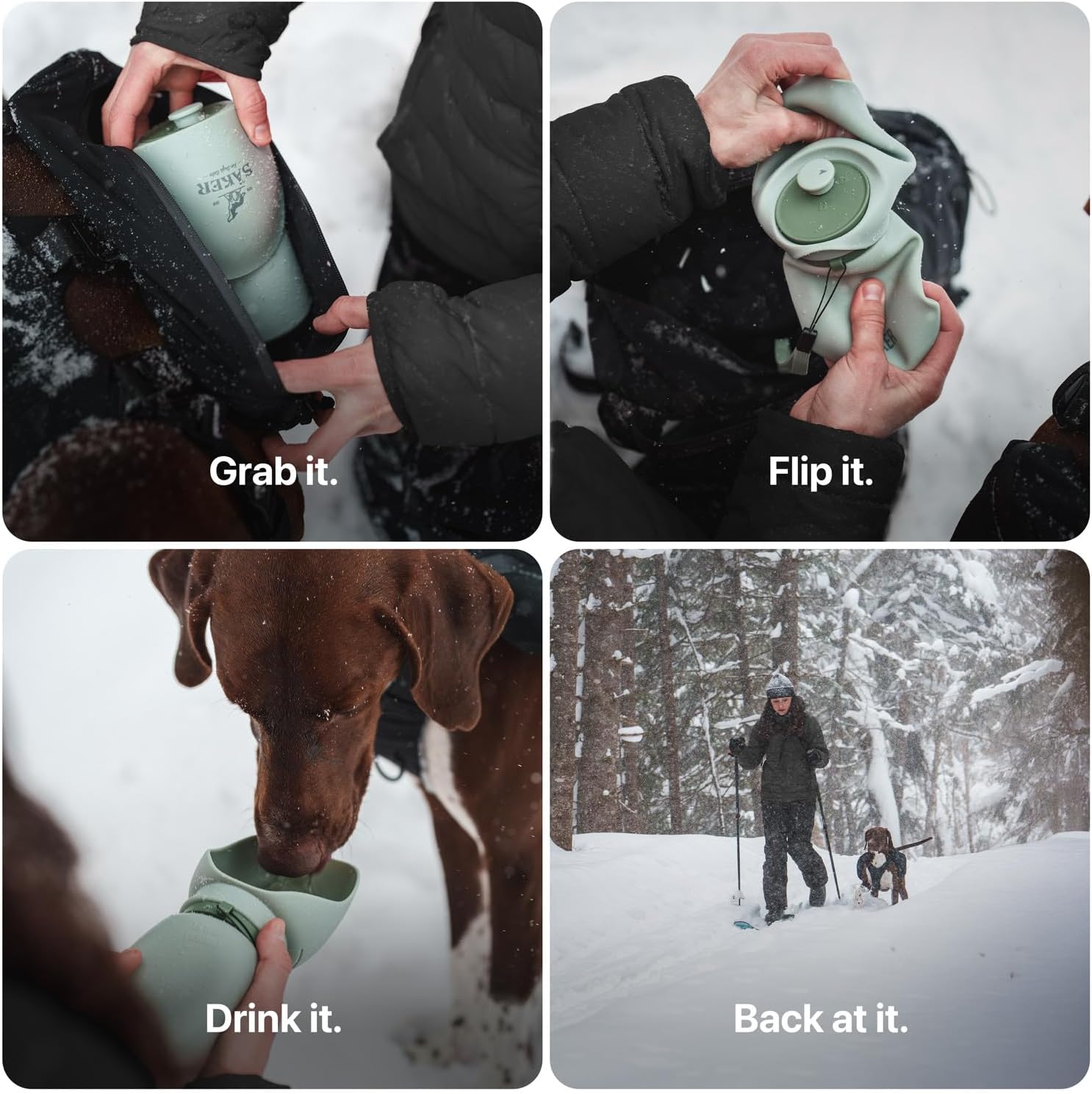 SÄKER Portable Dog Water Bottle, Collapsible Water Bottle for Dogs Perfect for Walking, Hiking and Outdoors | Works as a Portable Water Bowl | Designed in Montreal - 750ml - Image 3