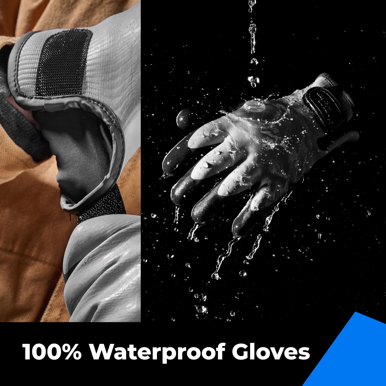 toolant 100% Waterproof Gloves for Men and Women, Winter Work Gloves for Cold Weather, Touchsreen, Thermal Insulated Freezer Gloves, With Grip, Grey, Large - Image 2