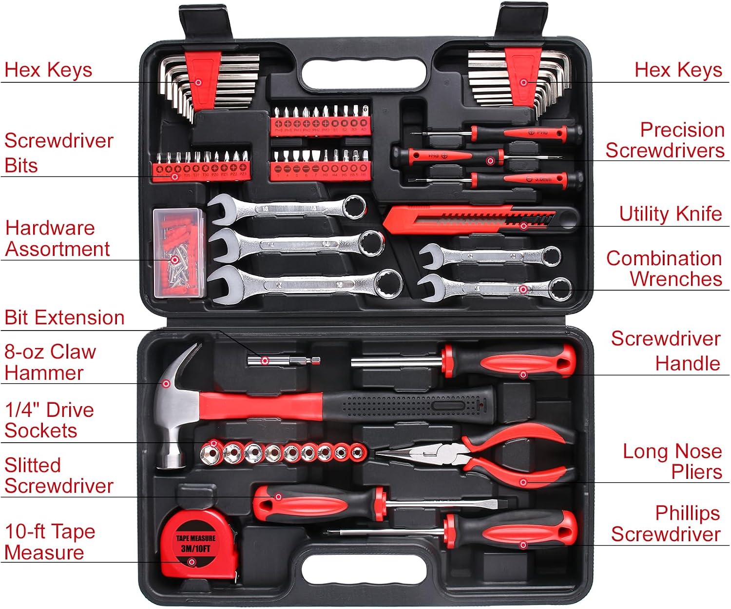 WINNER 175-Piece Multi-Purpose Automotive and Household Tool Kit in Toolbox Storage Case, Perfect for General Home and Auto Repairs, House DIY Project, Garage, Car, Travel Emergency, Father's Day Gift - Image 5