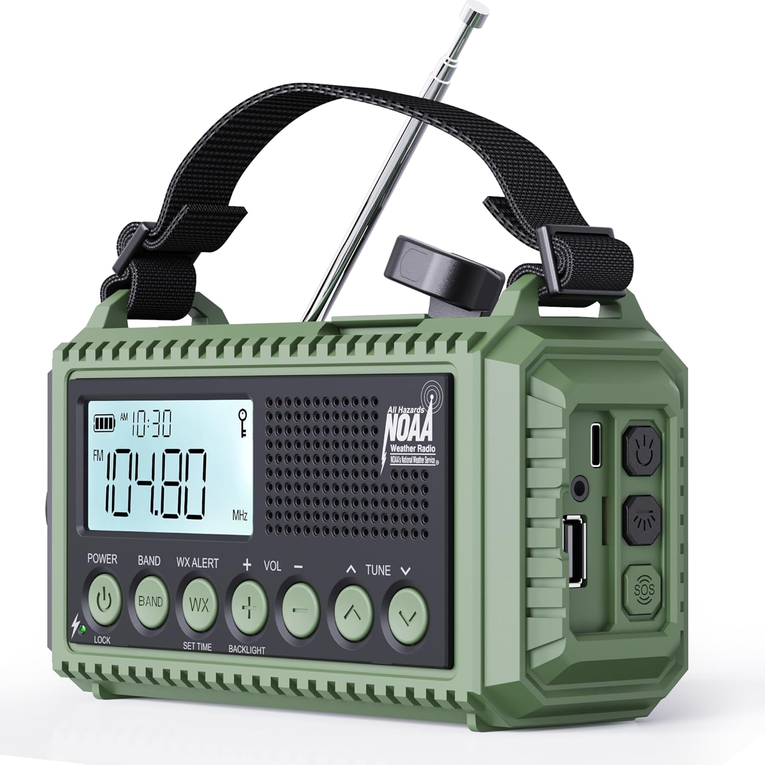 12000mAh Emergency Radio - AUTO NOAA Weather Alert, Solar Hand Crank AM/FM/SW/NOAA, Flashlight, Phone Charger, SOS Siren, Survival Kit for Camping, Storms, Power Outages