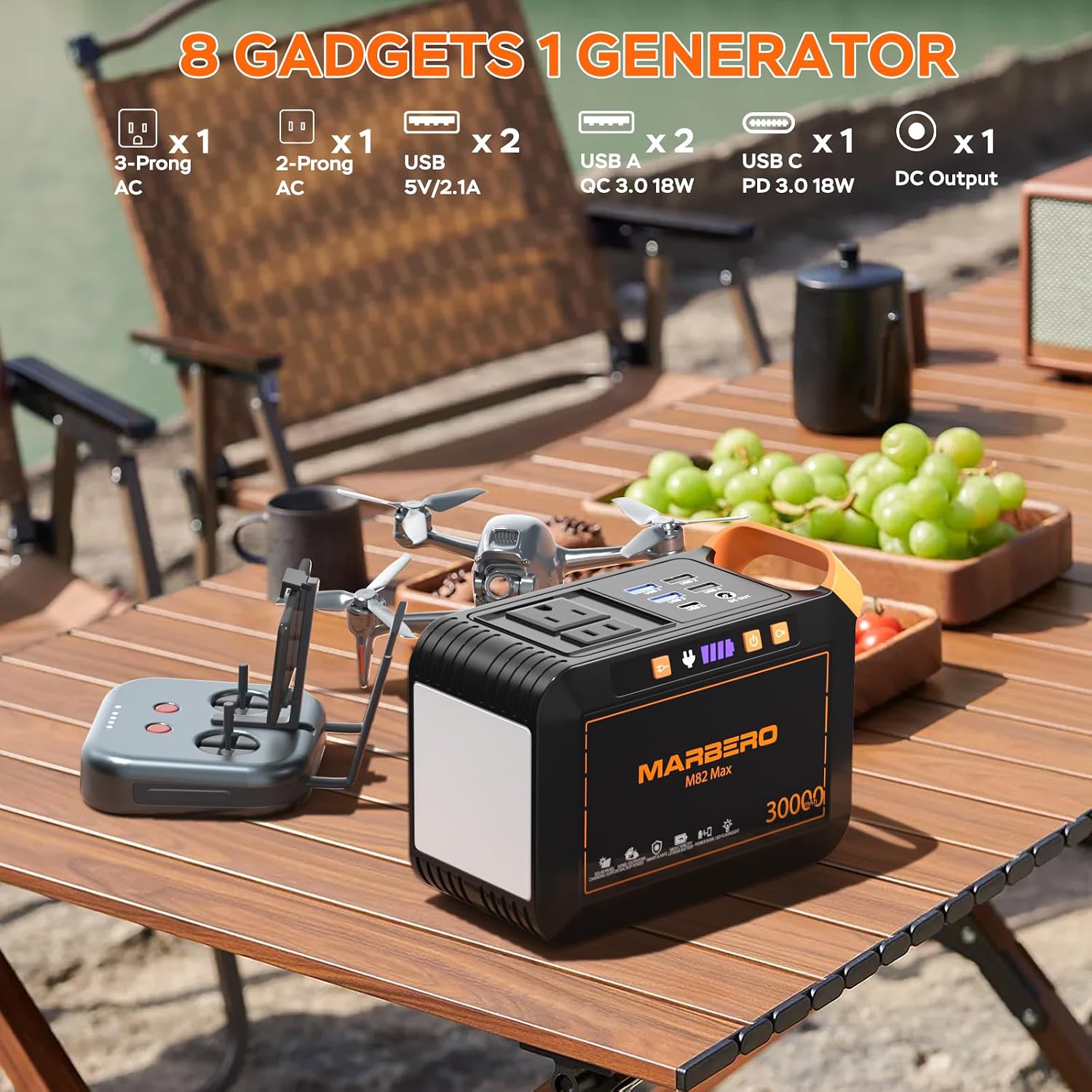 MARBERO Solar Generator 111Wh Portable Power Station with Solar Panel 30W Included Power Bank with AC Outlet 120W Surge for Home Outages Camping Outdoor Adventure Emergency - Image 3