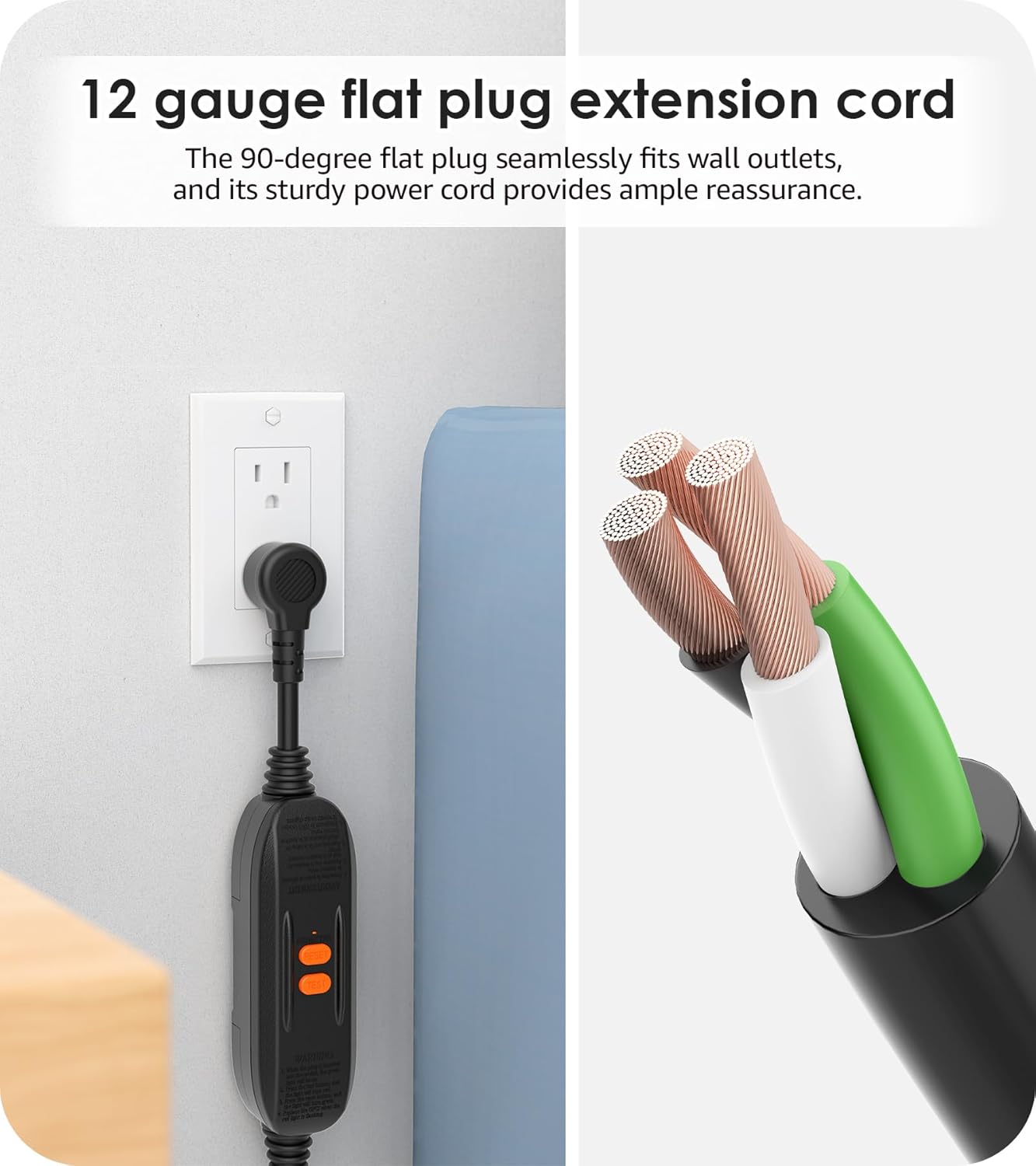 CCCEI Heavy Duty Power Strip Surge Protector 20 AMP, Industrial GFCI Multiple Outlets Extender 12 Gauge 6 FT Extension Cord. Grey High-Amp 8 Plugs for Shop Garage Kitchen. - Image 5