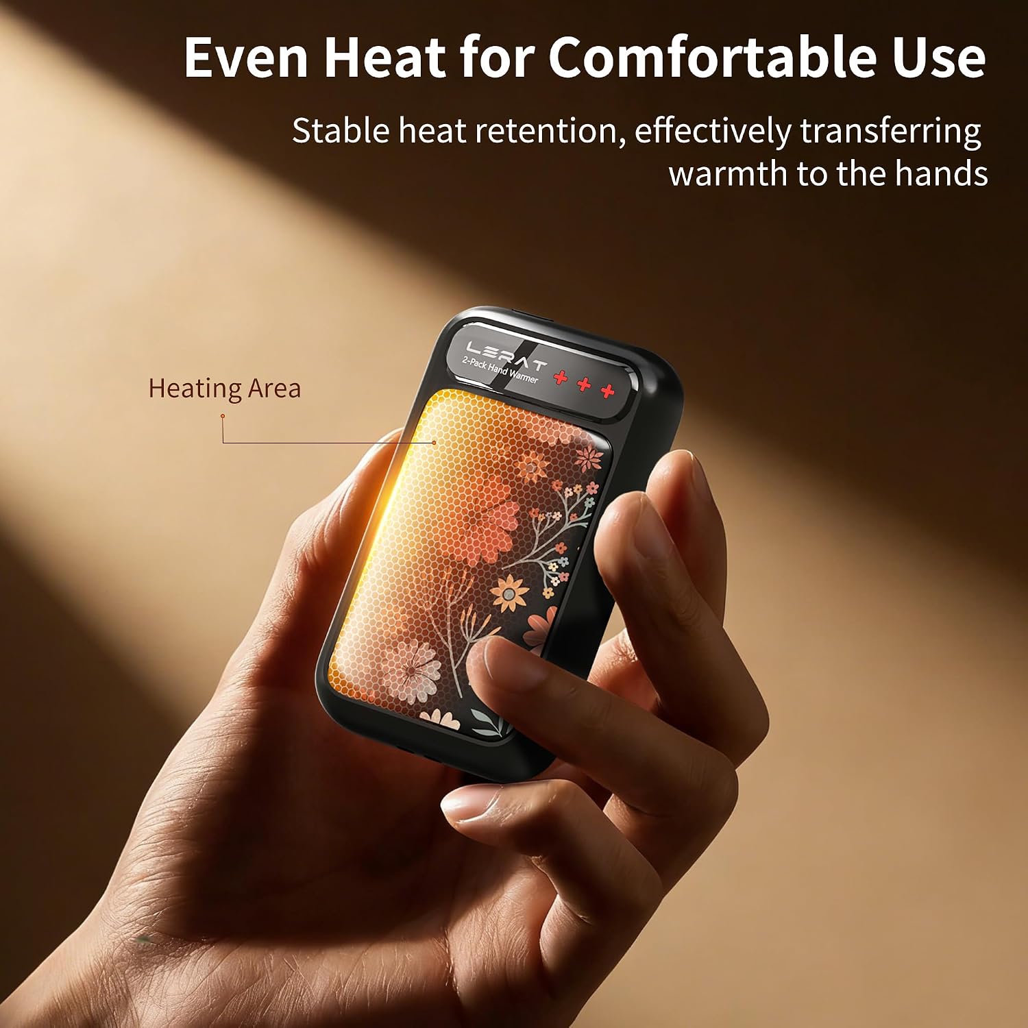 Lerat Hand Warmers Rechargeable, Electric Hand Warmers Reusable- Fast Heating Hand Warmer with 3 Heat Settings, Portable Hand Warmers Gifts for Women, Great for Hunting Camping Hiking - Image 5