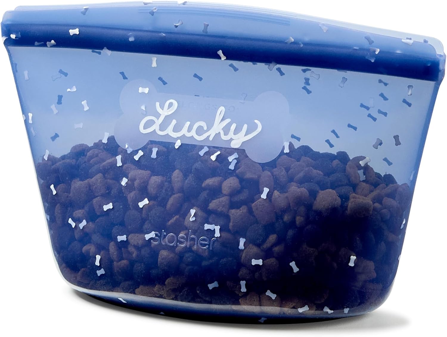 Stasher Pet Reusable Puppy Essentials Dog Travel Bag, Airtight Seal, Dog Travel Accessories, 4-Cup Dog Food Travel Container, Dog Food Travel Bag, Food Grade Silicone, Freezer & Dishwasher Safe