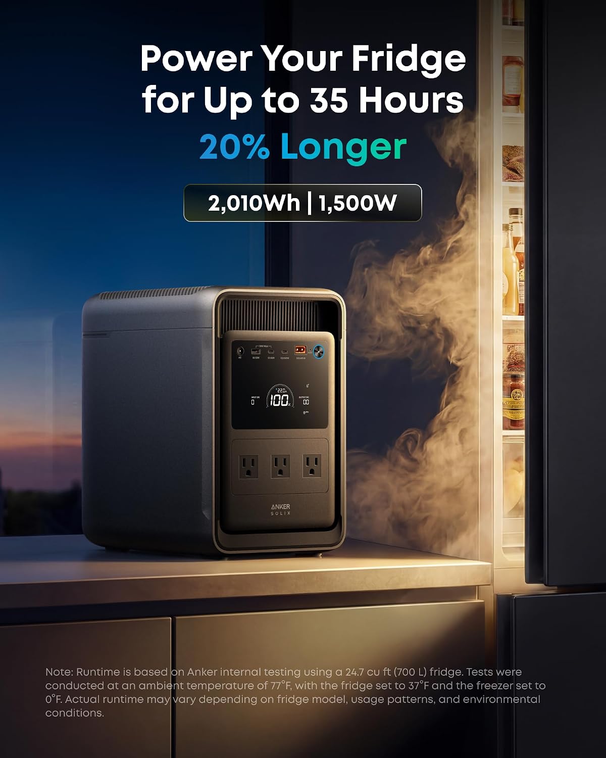 Anker SOLIX S2000 Portable Power Station with 400W Solar Panel, 1,500W (3,000W Peak) Solar Generator, Up to 35-Hour Fridge Backup, 2,010Wh LFP Battery for Power Outages, and Camping - Image 2