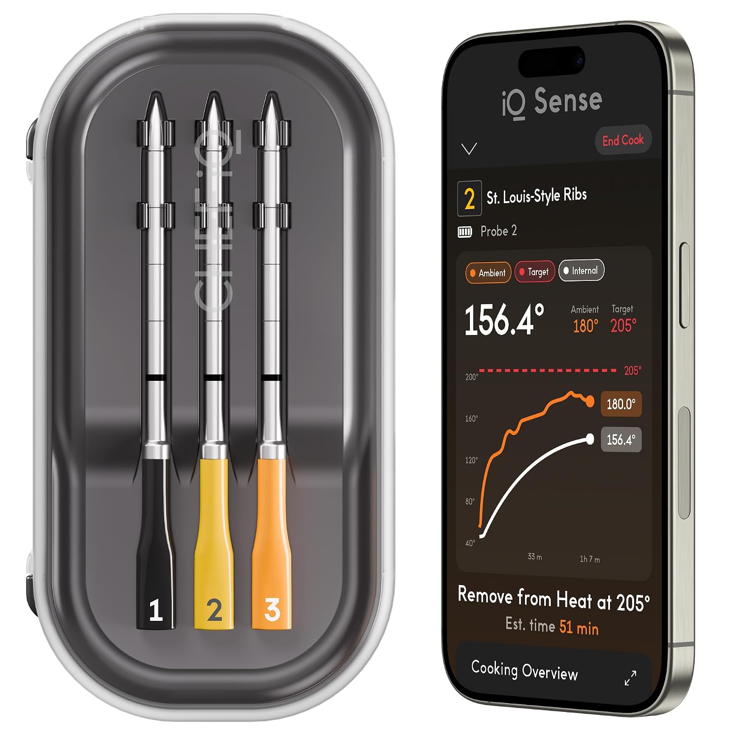 CHEF iQ Sense | Smart Wireless Meat Thermometer | 3 Ultra-Thin Probes | WiFi Unlimited Range | 1000°F Heat Safe | 5 Sensors | BBQ, Grill, Oven, Smoker, Air Fryer | Gen3