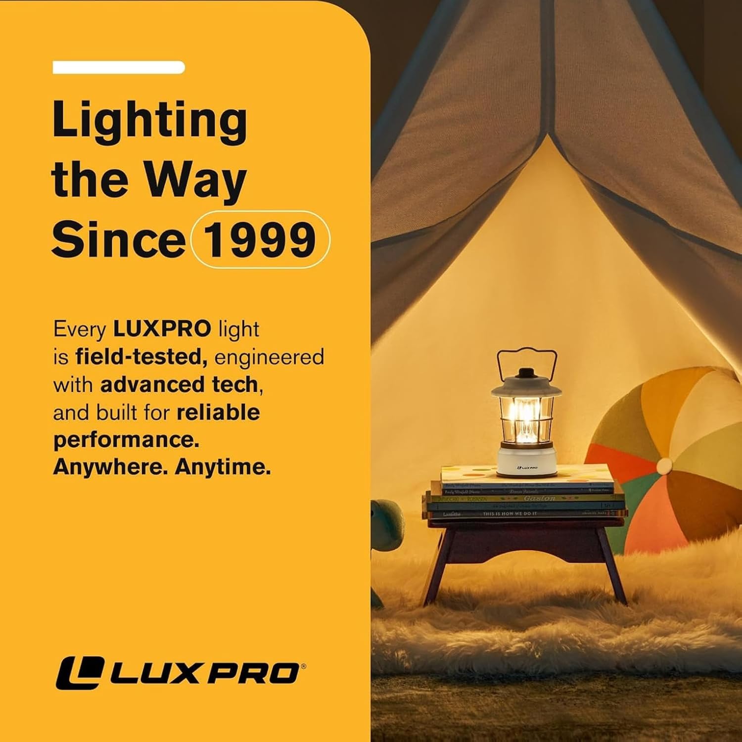 LUXPRO Retro LED Lantern - Battery-Powered Emergency Lantern - Water Resistant - Bright LED Lamp for Indoor & Outdoor Use - Use for Tents, Hiking or Hurricane Prep (Beige, Pack of 2) - Image 7