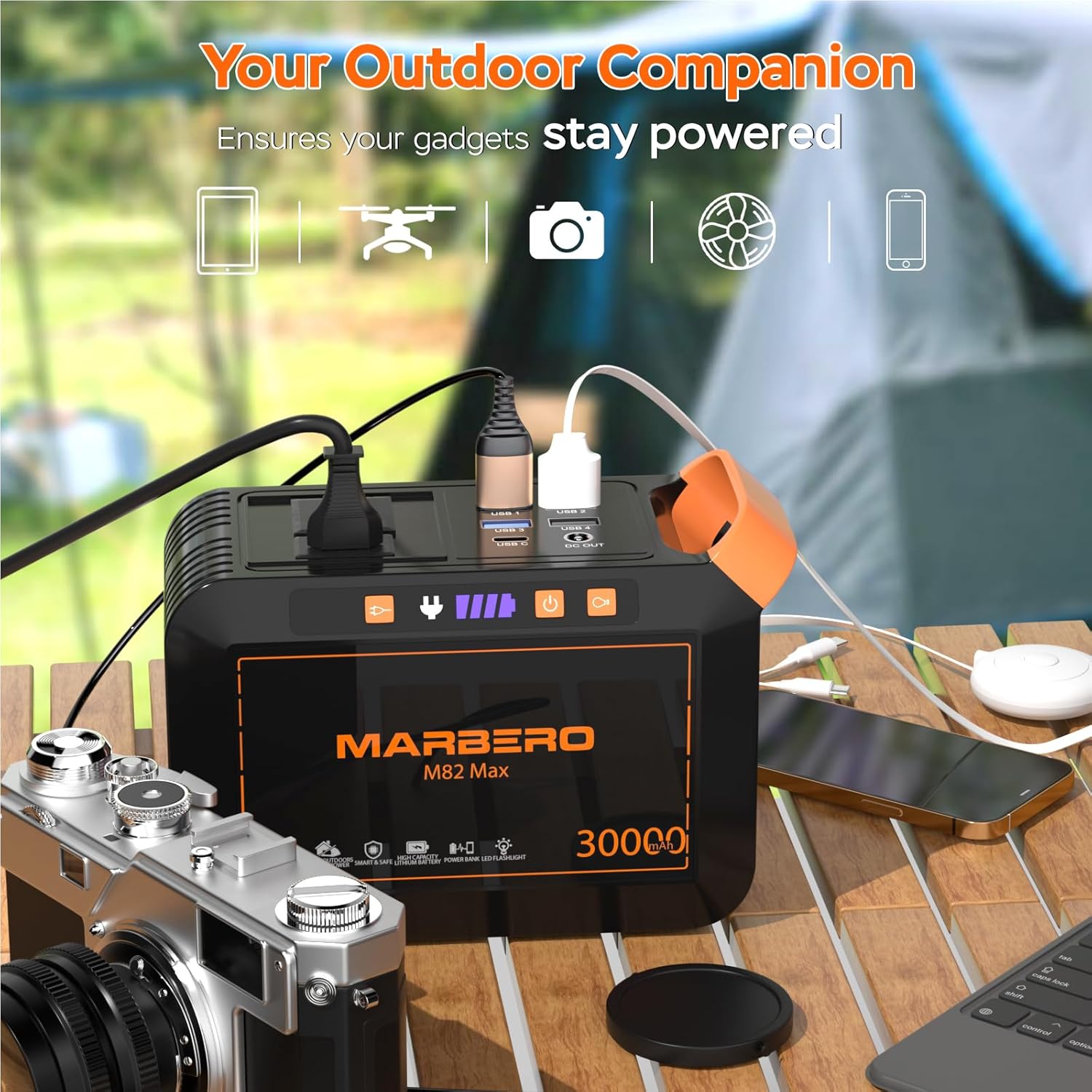 MARBERO Solar Generator 111Wh Portable Power Station with Solar Panel 30W Included Power Bank with AC Outlet 120W Surge for Home Outages Camping Outdoor Adventure Emergency - Image 2