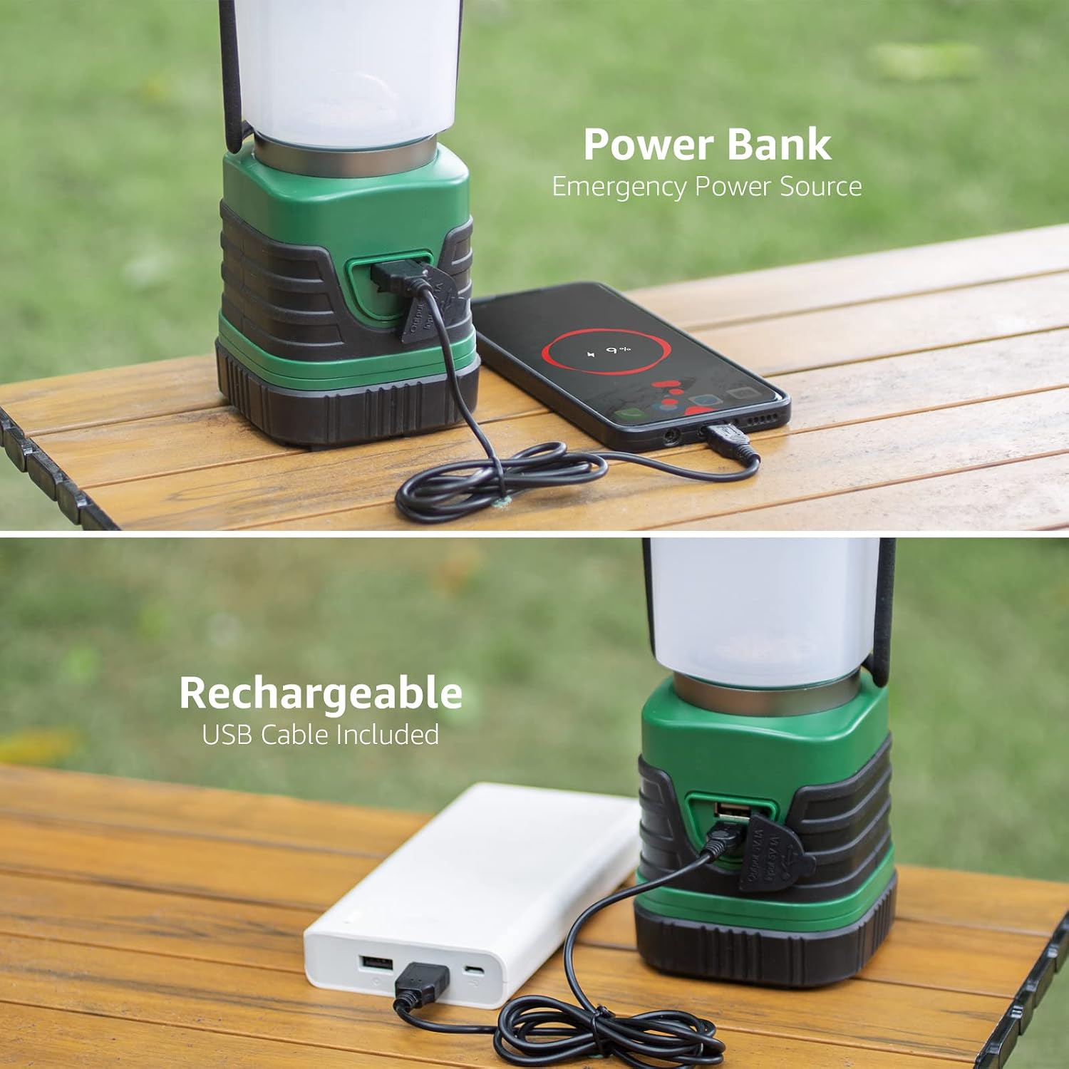 Lepro 1000LM LED Camping Lantern Rechargeable, 4400mAh Green Tent Light with 4 Light Modes, Waterproof Lantern Flashlight for Hurricane Emergency, Camping Essentials, USB Cable Included - Image 4