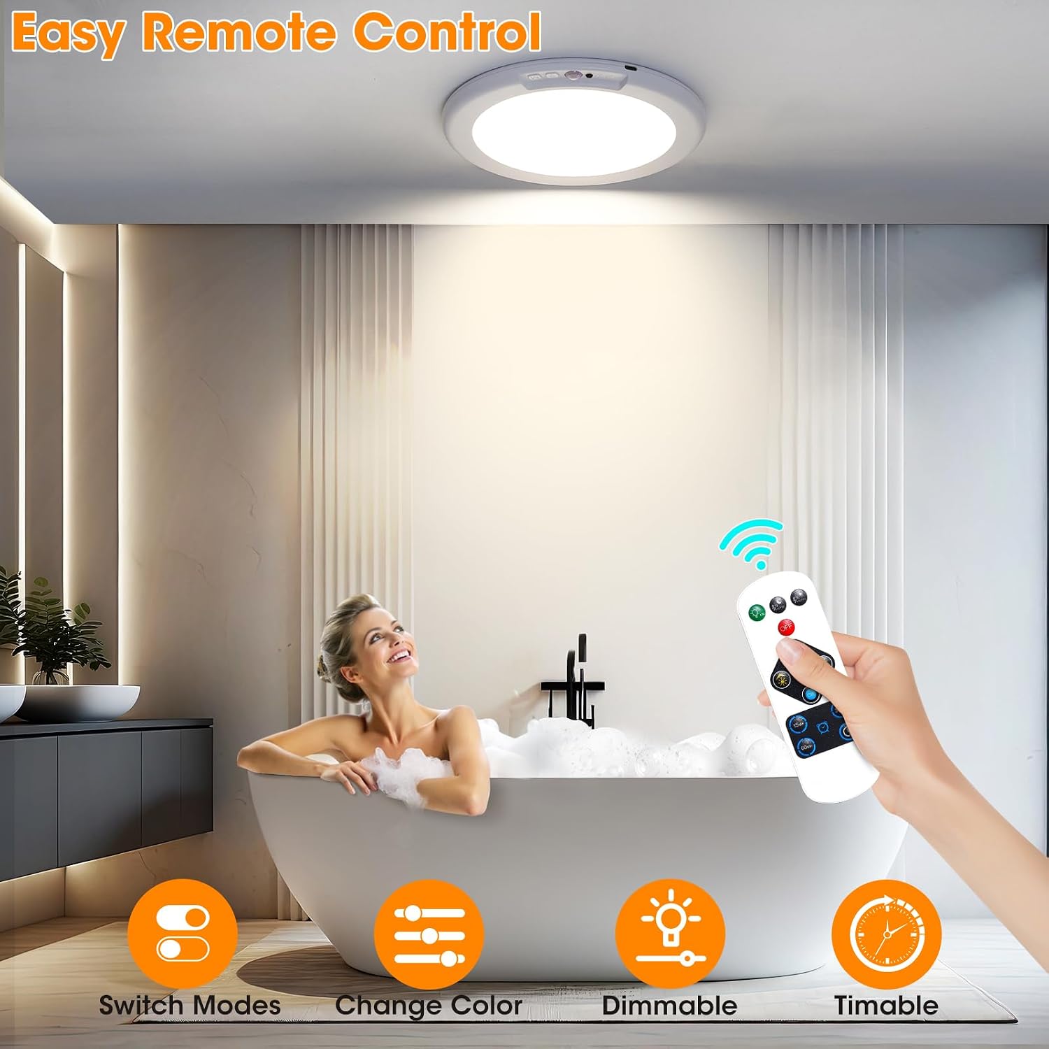 Gotopceed Rechargeable Motion Sensor Ceiling Light with Remote - Magnetic Wireless Ceiling Light Battery Powered for Closet Shower Stairs Shed Hallway ect - Image 5