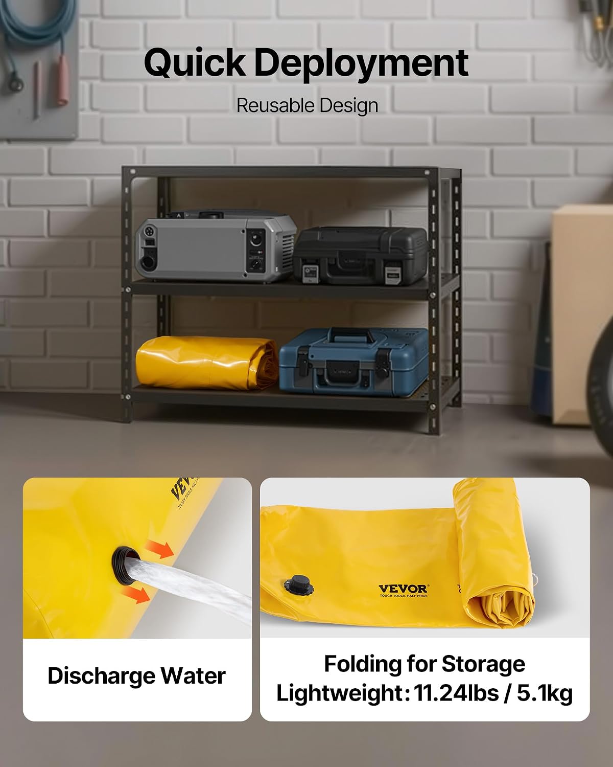 Flood Barrier, Flood Bags, Sandbag Alternative, Water Barrier for Flooding with Great Waterproof Effect, Reusable PVC Water Diversion Tubes, Lightweight Flood Barriers for Home, Door, Garage - Image 6