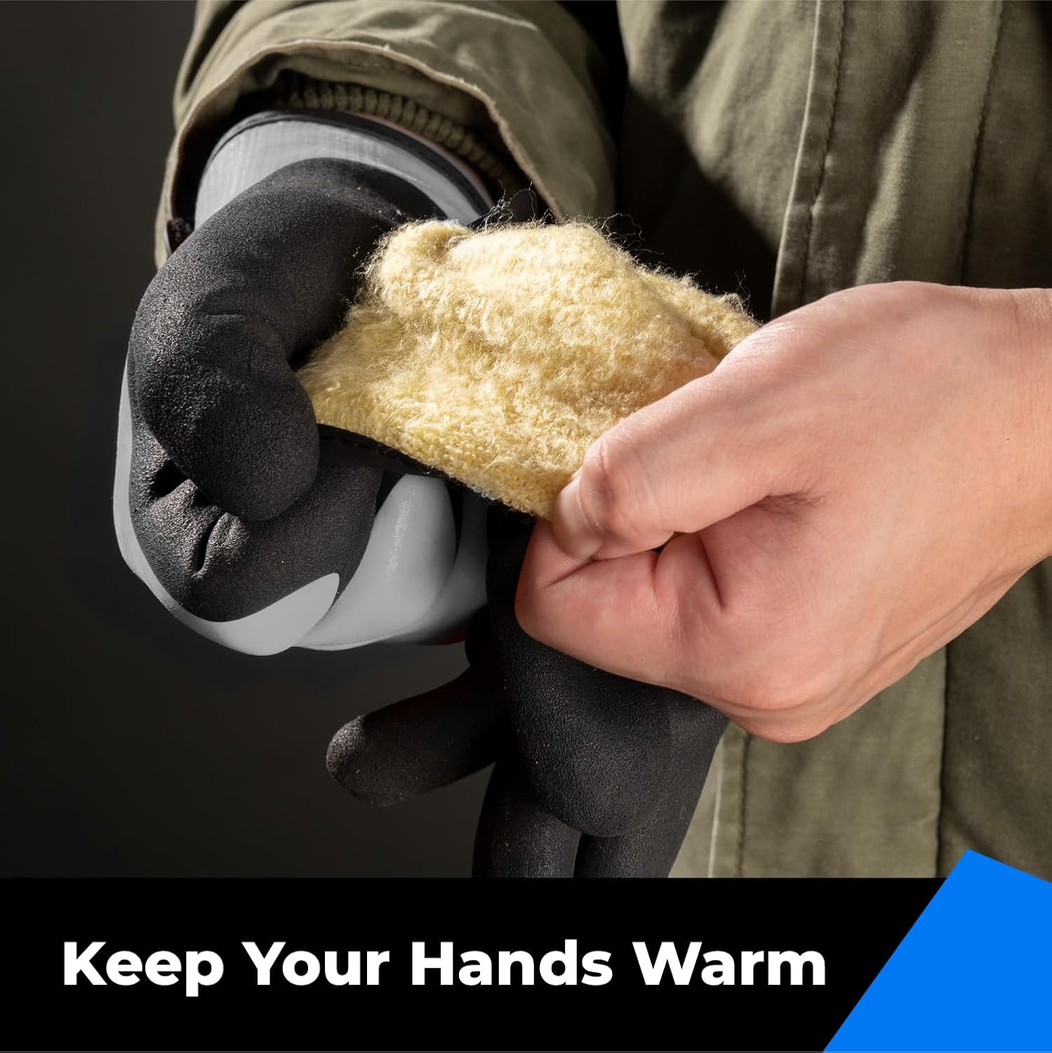 toolant 100% Waterproof Gloves for Men and Women, Winter Work Gloves for Cold Weather, Touchsreen, Thermal Insulated Freezer Gloves, With Grip, Grey, Large - Image 3