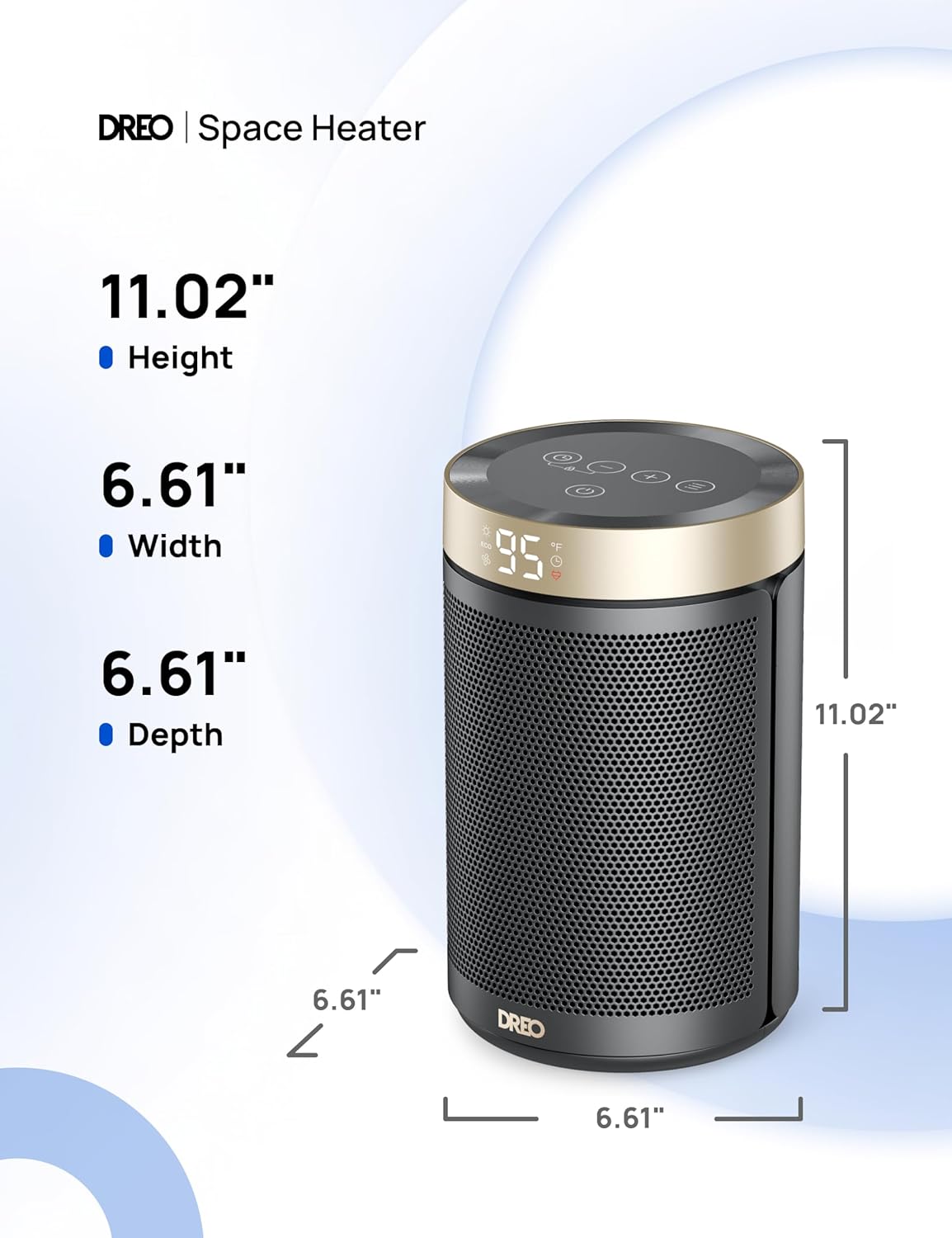 DREO Space Heater, Portable Electric Heaters for Indoor Use with Thermostat and Remote, 2024 Upgraded, Digital Display, 12H Timer, 5 Mode, 1500W PTC Ceramic Fast Safety Heat for Office Bedroom Home - Image 8