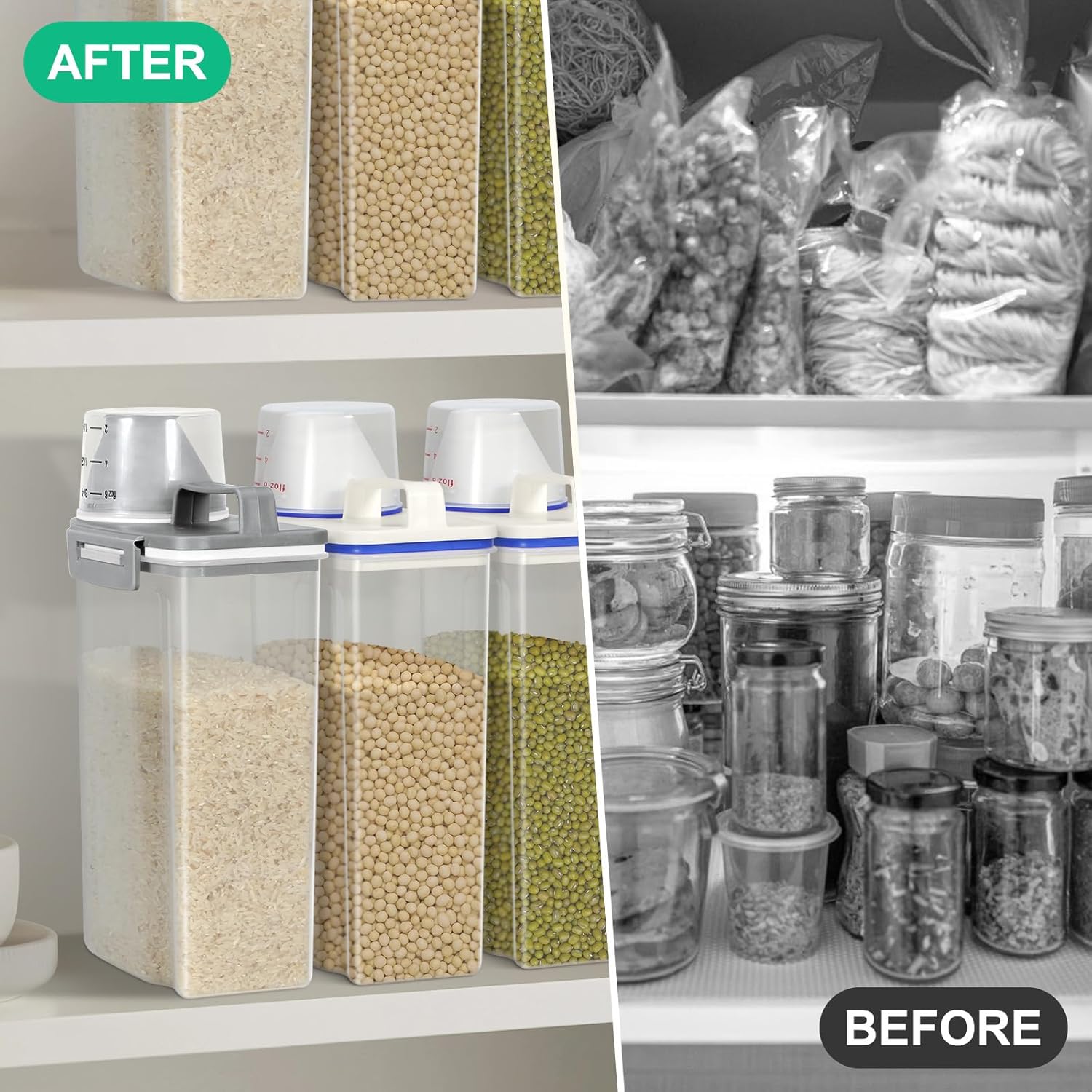 TBMax Rice Storage container 4 Lbs, Small Rice Dispenser with Measuring Cup, Cereal Containers Flour Bin, Kitchen Food Storage Container and Pantry Organizers, Pet Dog Cat Food Dispenser - Image 7