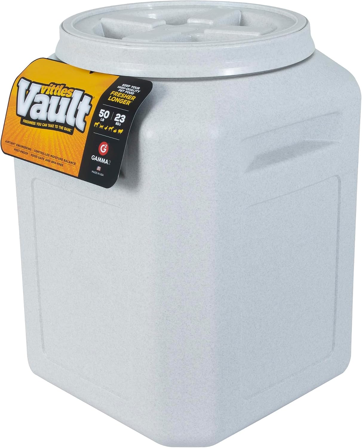 Vittles Vault Traditional Pet Food Storage Container For Dog Kibbles/Bird Seed/Oatmeal/Rice/Flour/Cereal, BPA Free Plastic, Sealed Airtight For Cat Food, Up To 50 lb, Made in USA, With Scoop, Gray - Image 3