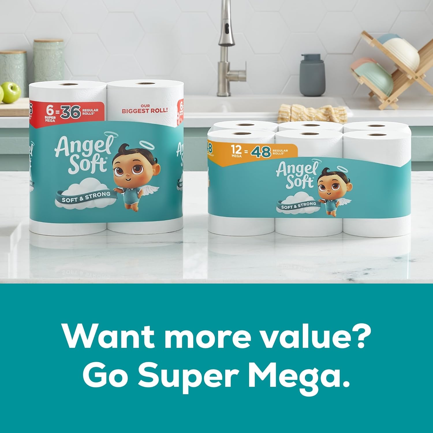 Angel Soft Toilet Paper, 18 Mega Rolls = 72 Regular Rolls, Soft and Strong Toilet Tissue - Image 6