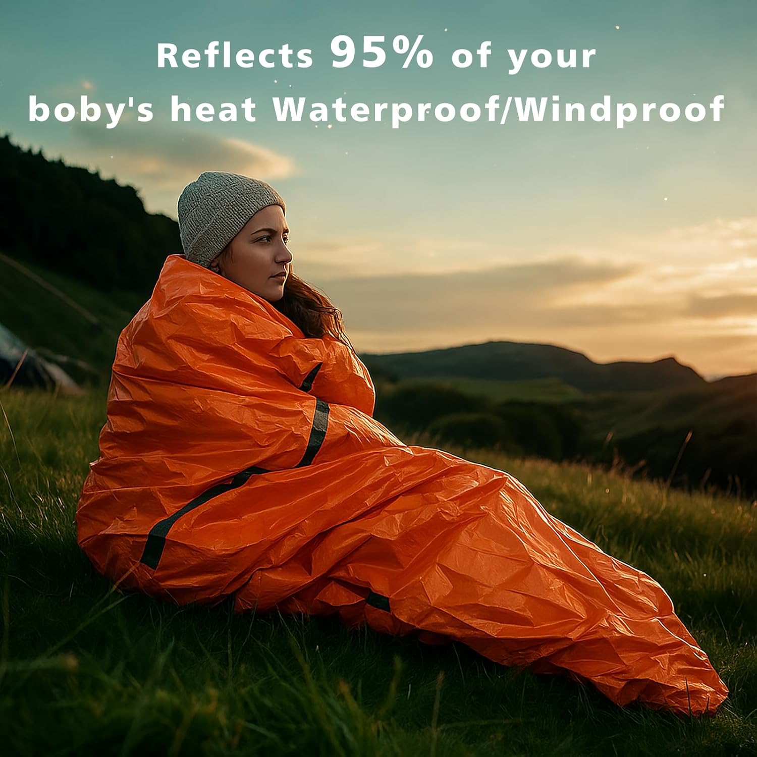 Zmoon Emergency Sleeping Bag Survival Bag, Portable Waterproof Thermal Bivy Sacks,Bivvy Bags,Camping Mylar Sleeping Bag Survival Gear Emergency Blankets Survival Shelter - Image 3