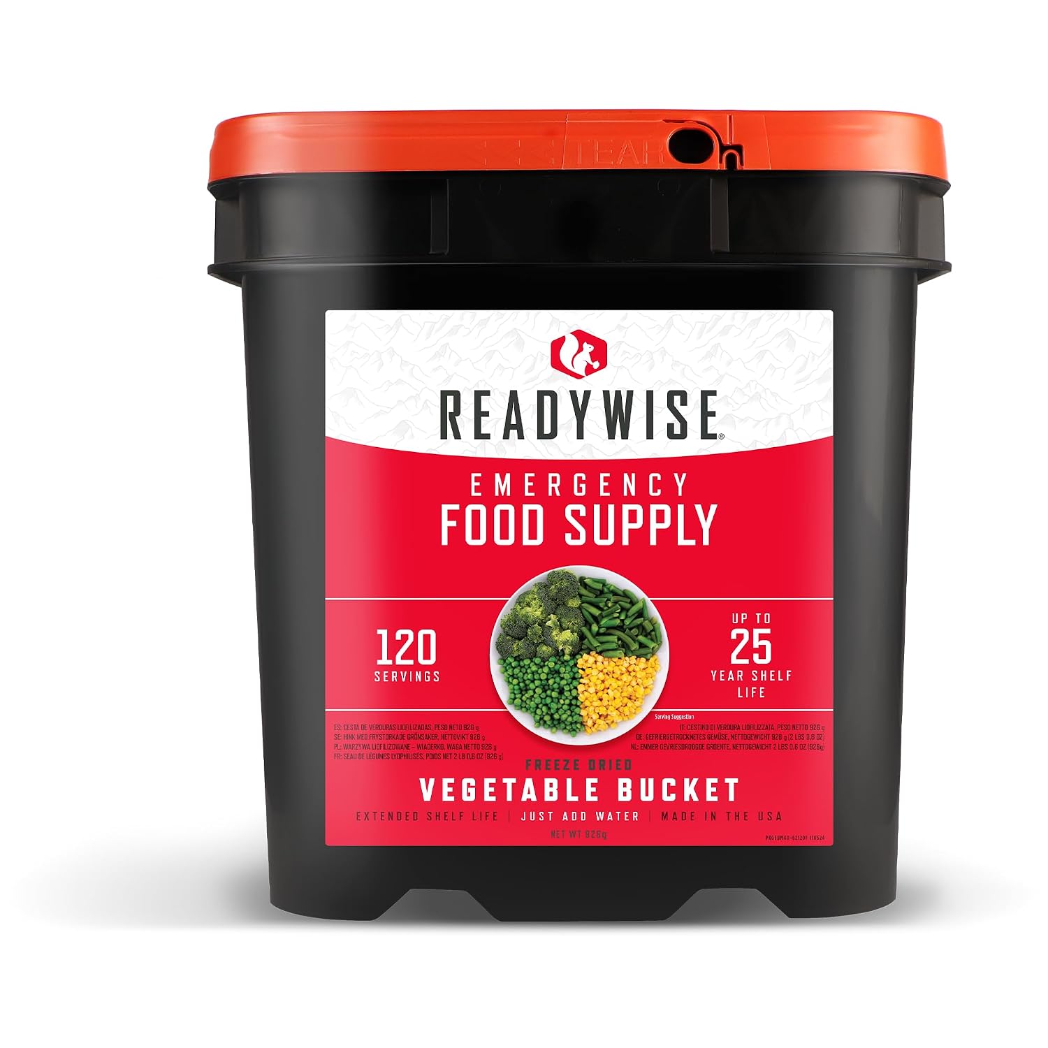 ReadyWise Emergency Food Supply - 120 Servings Freeze Dried Vegetables Bucket, Dehydrated Meals, Survival Food Kit for Backpacking, Camping Essentials & Prepping Supplies, up to 25 Year Shelf Life - Image 2