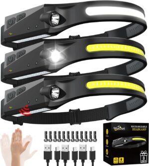 Rechargeable Headlamp 3PCS, 230° W...