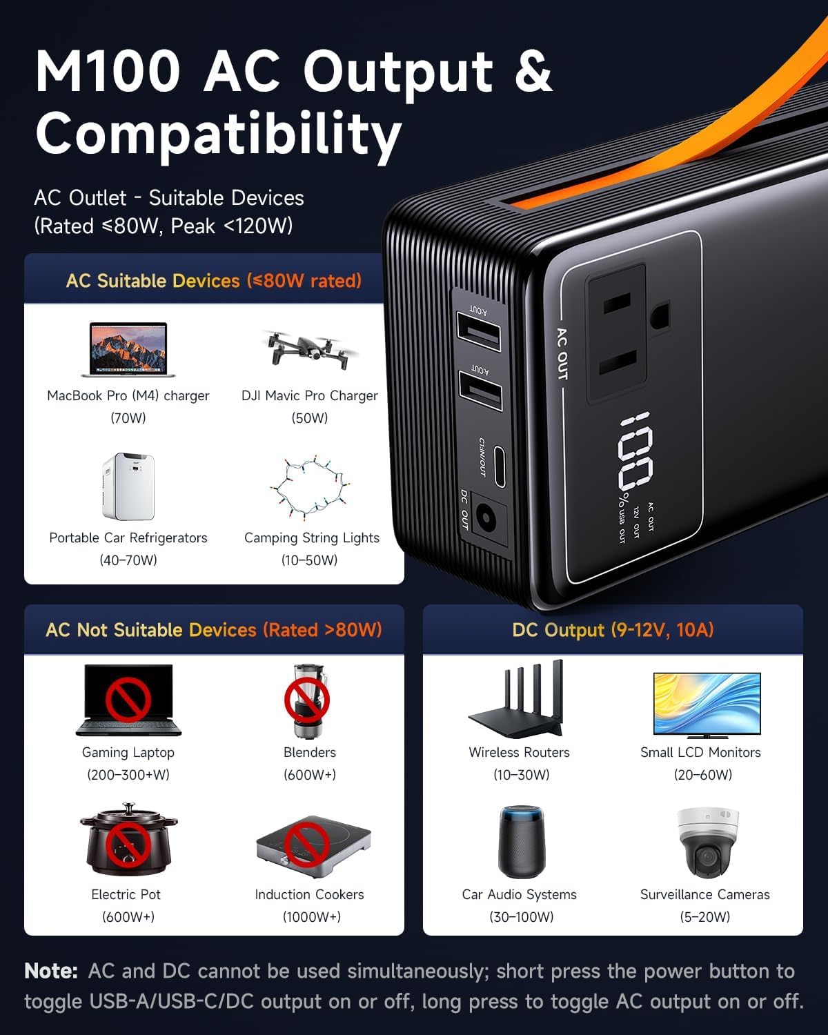 Portable Power Station with AC Outlet Power Bank for Camping Essentials Small Electric Mini Generator Large Lithium Battery Plug in Output 60W Type-C Laptop Home Backup Outdoor Emergency 99.9Wh, Black - Image 7