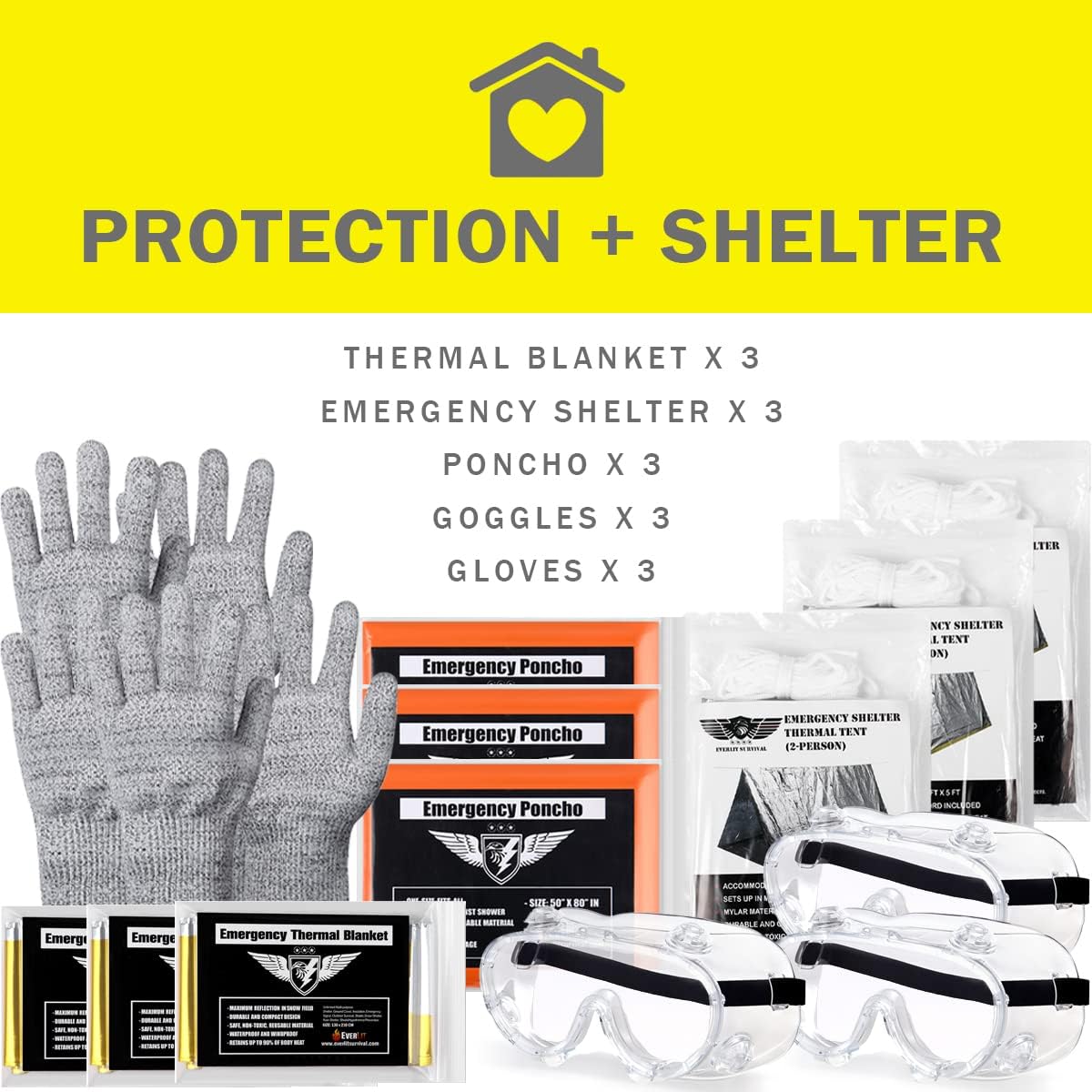 EVERLIT Complete 72 Hours Earthquake Bug Out Bag Emergency Survival Kit for Family. Be Prepared for Hurricanes, Floods, Tsunami, Other Disasters - Image 4