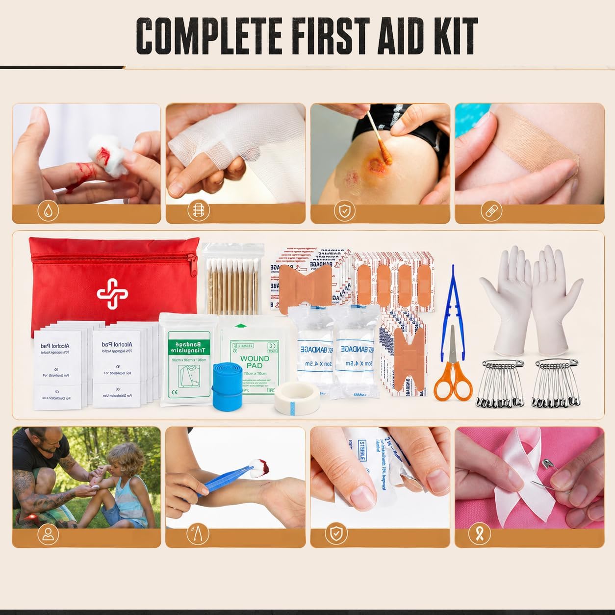 Survival Kit, 250Pcs Survival Gear First Aid Kit with Molle System Compatible Bag and Emergency Tent, Emergency Kit for Earthquake, Outdoor Adventure, Hiking, Hunting, Gifts for Men Women - Image 7