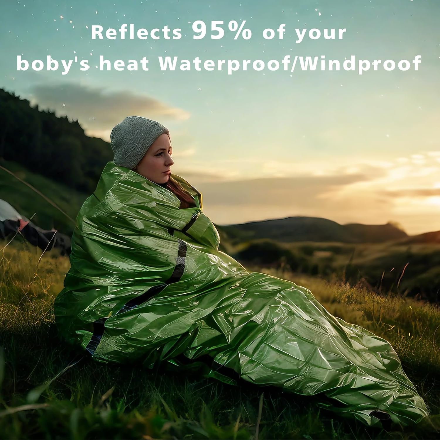 Zmoon Emergency Sleeping Bag Survival Bag, Portable Waterproof Thermal Bivy Sacks,Bivvy Bags,Camping Mylar Sleeping Bag Survival Gear Emergency Blankets Survival Shelter - Image 3