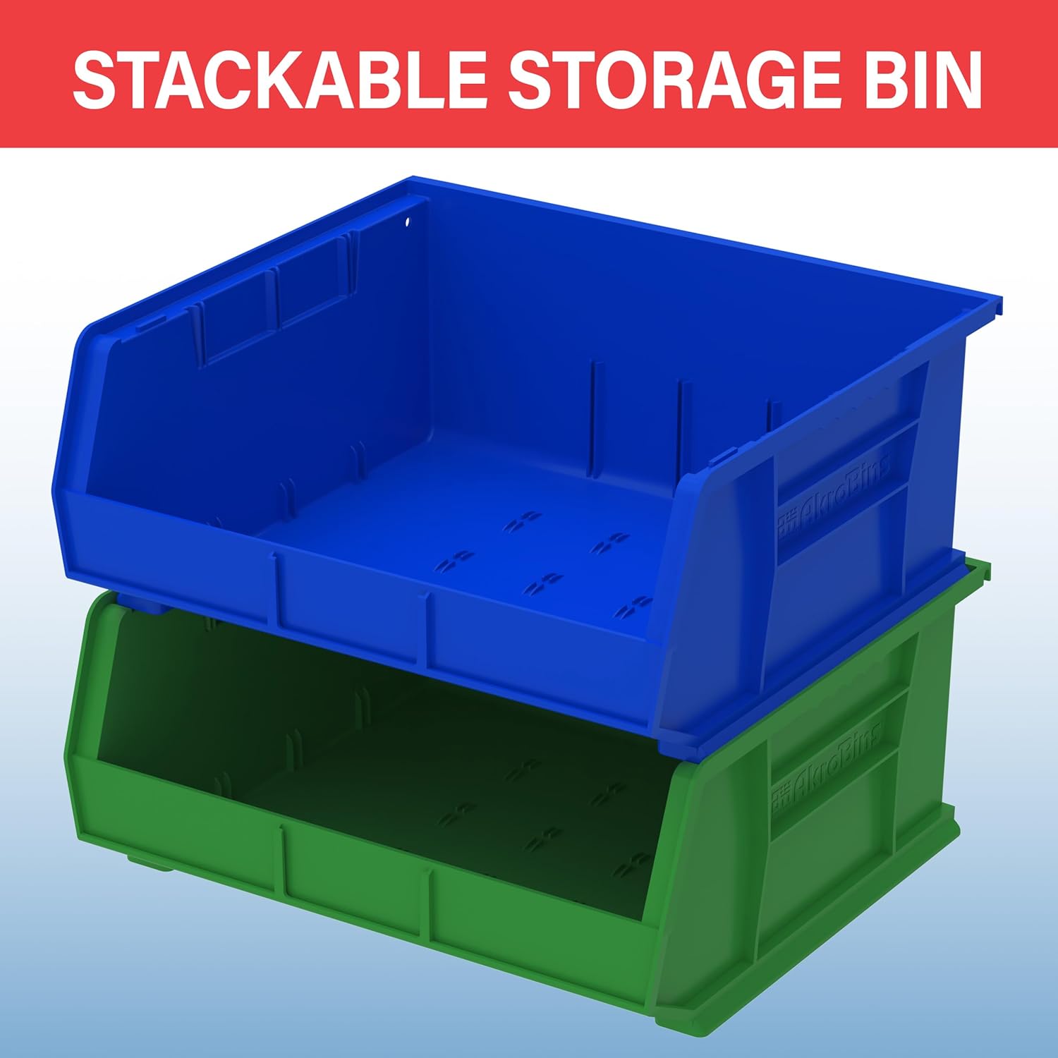 Akro-Mils 30250 AkroBins Plastic Storage Bins, Space-Saving Stackable Bins for Garage, Pantry, Craft Organization, 15" x 16" x 7", Red, 6-Pack - Image 5