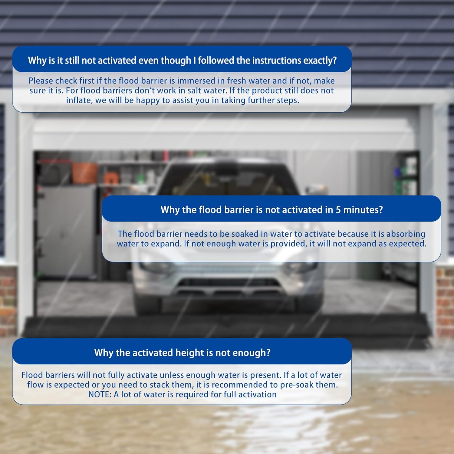 Sabary 5 Pcs Water Barrier 5 ft x 6.5 inch Absorbent Flood Barriers Home Sandless Sand Bags for Flooding Reusable Water Absorber Snake for Rain Hurricane Garage Basement Door (Black) - Image 6