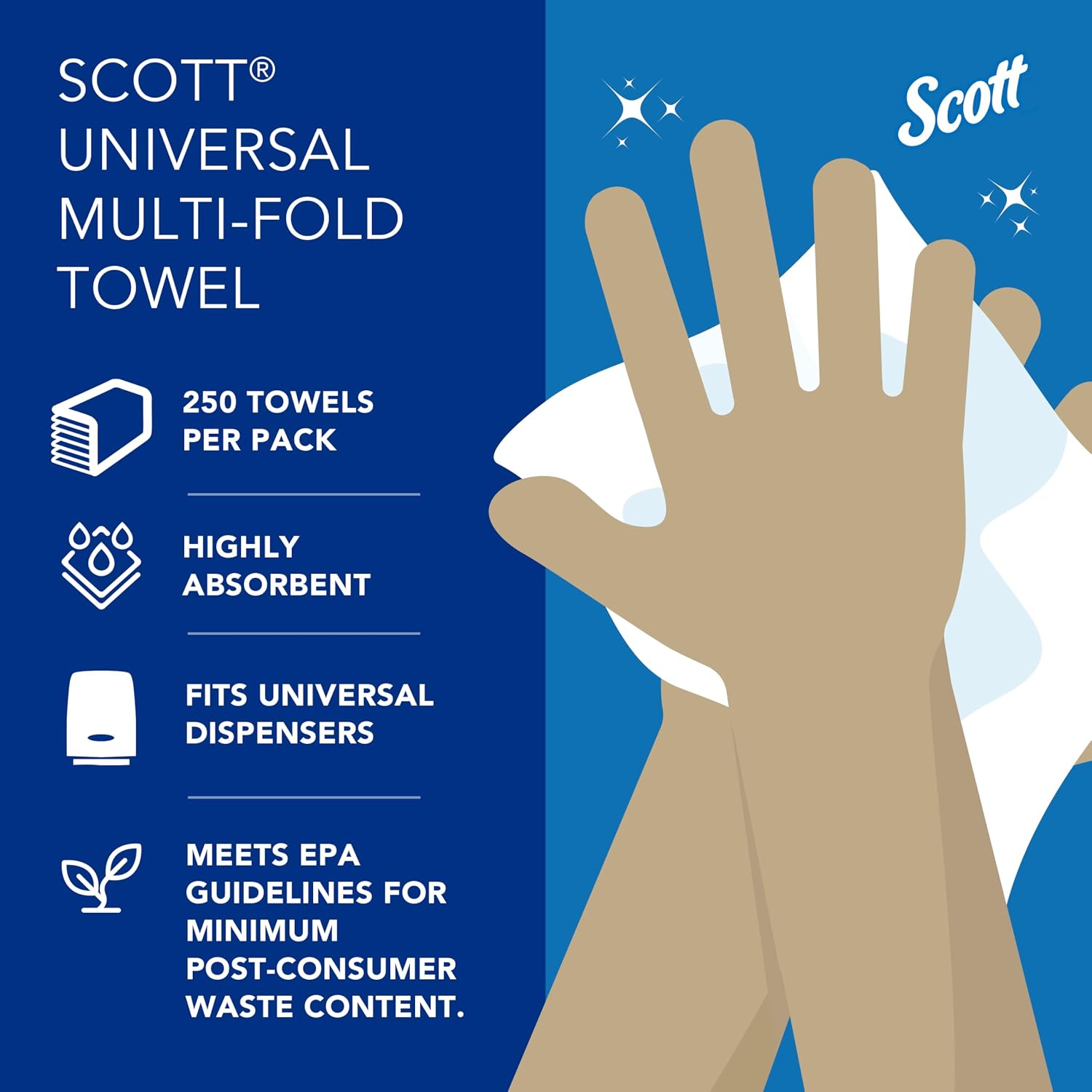 Scott® Professional Universal Multifold Paper Towels, Bulk (01804), Absorbency Pockets, 9.2" x 9.4" sheets, Plus Tier, Compressed, White (250 Sheets/Pack, 16 Packs/Case, 4,000 Sheets/Case) - Image 10