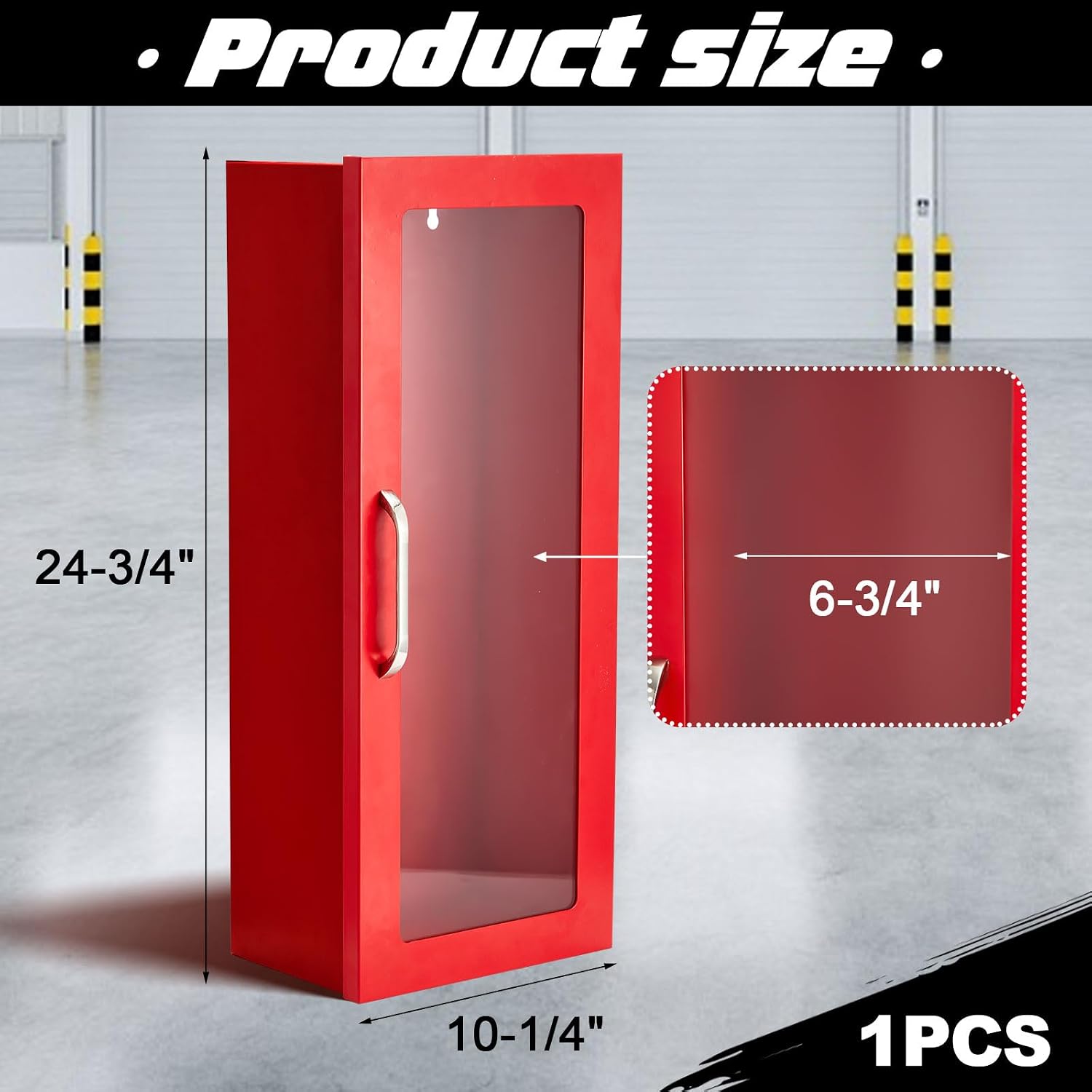 Zonon 1 Pcs 10lb Fire Extinguisher Cabinet Wall & Surface Mount 24-3/4 H x 10-1/4 W x 6-3/4 D 22 Gauge Steel Fire Extinguisher Box Case Extinguishers Holder with Handle for Indoor Outdoor (Red) - Image 2