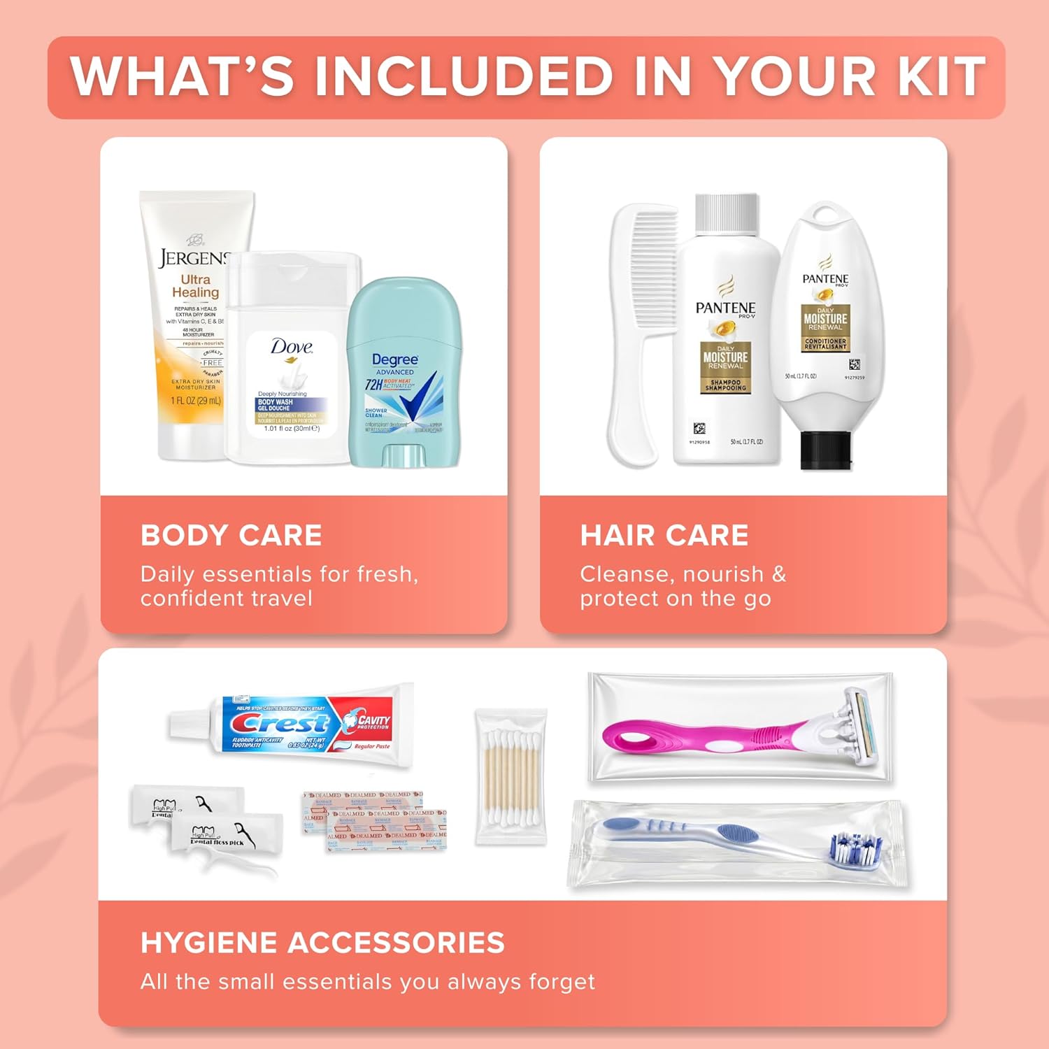 15 Piece Set Women’s Travel & Hygiene Kit with Clear Toiletry Bag, Personal Care Essentials, Single Kit or Bulk Case Packs, TSA Approved Toiletry Kit for Travel, Vacation, Everyday Essentials - Image 2