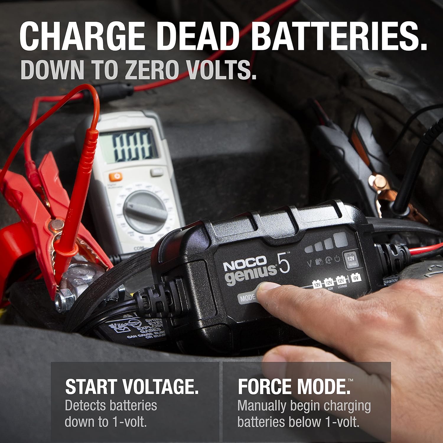 NOCO GENIUS5: 5A 6V/12V Smart Battery Charger – Automatic Maintainer, Trickle Charger & Desulfator with Overcharge Protection & Temperature Compensation – for Lead-Acid & Lithium Batteries - Image 3