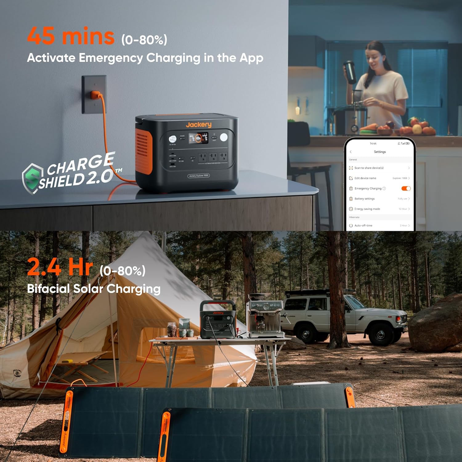 Jackery Solar Generator 1000 v2 with 200W Solar Panel,1070Wh Portable Power Station LiFePO4 Battery,1500W AC/100W USB-C Output, 1Hr Fast Charge for Outdoor,Off-Grid Living,RV,Emergency - Image 5