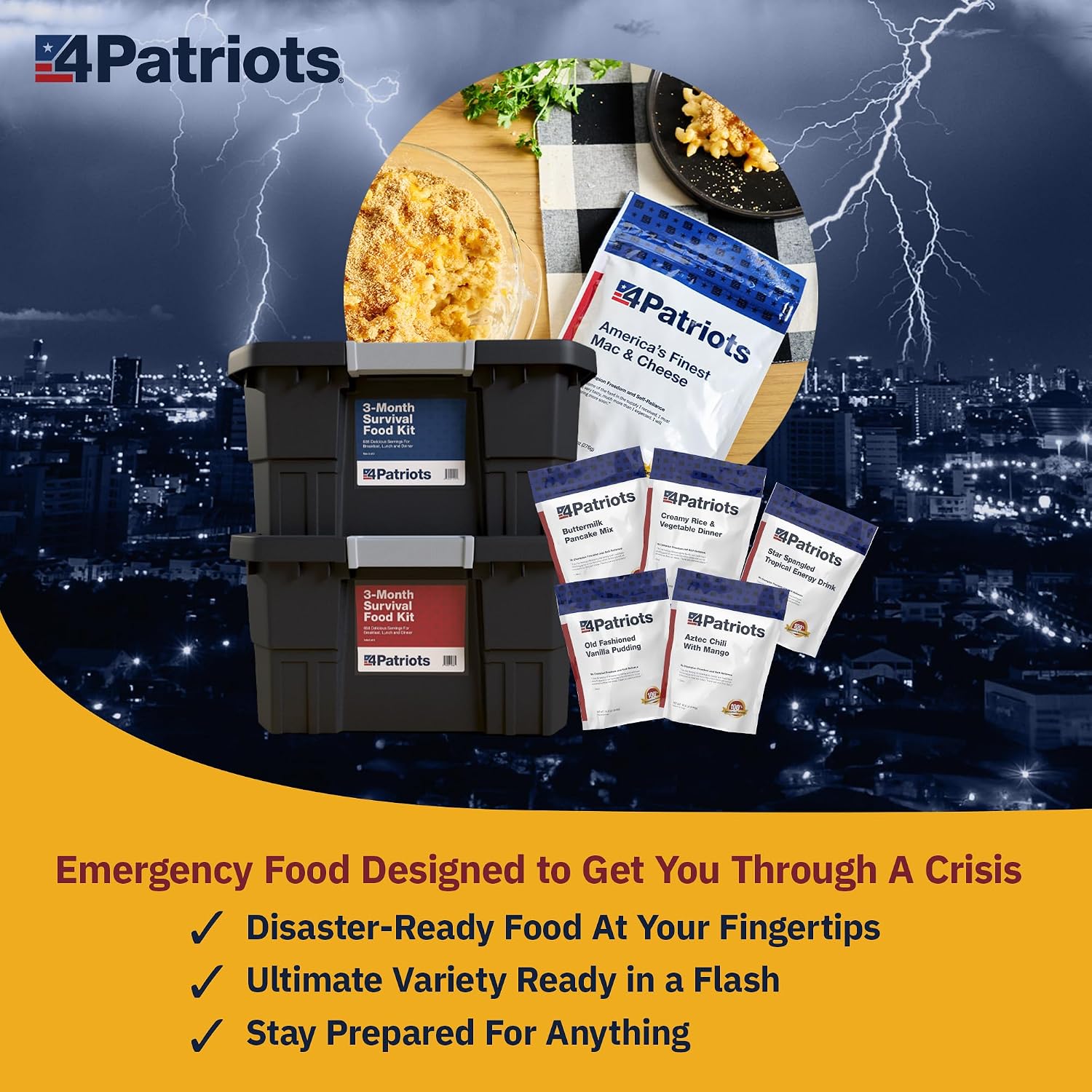 4Patriots 3-Month Survival Food Kit: Emergency Food Supply Designed to Last 25 Years, 688 Servings - Image 3