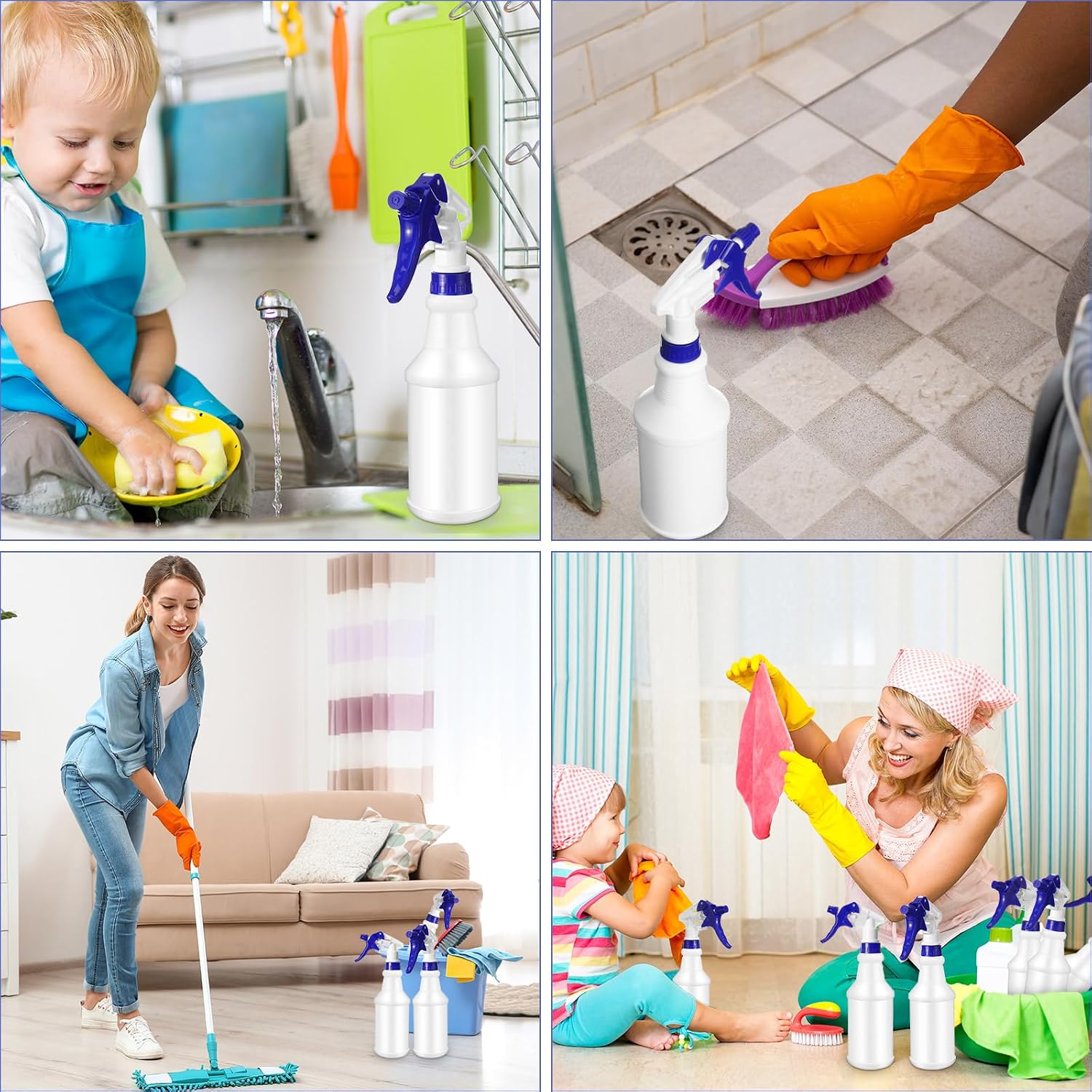Eccliy 12 Pcs 16 Oz Plastic Spray Bottle, Adjustable Empty Reusable Sprayer for Cleaning, Planting, Water, Bathroom and Kitchen, BBQ, Commercial and Residential (Original,Dark Blue) - Image 5