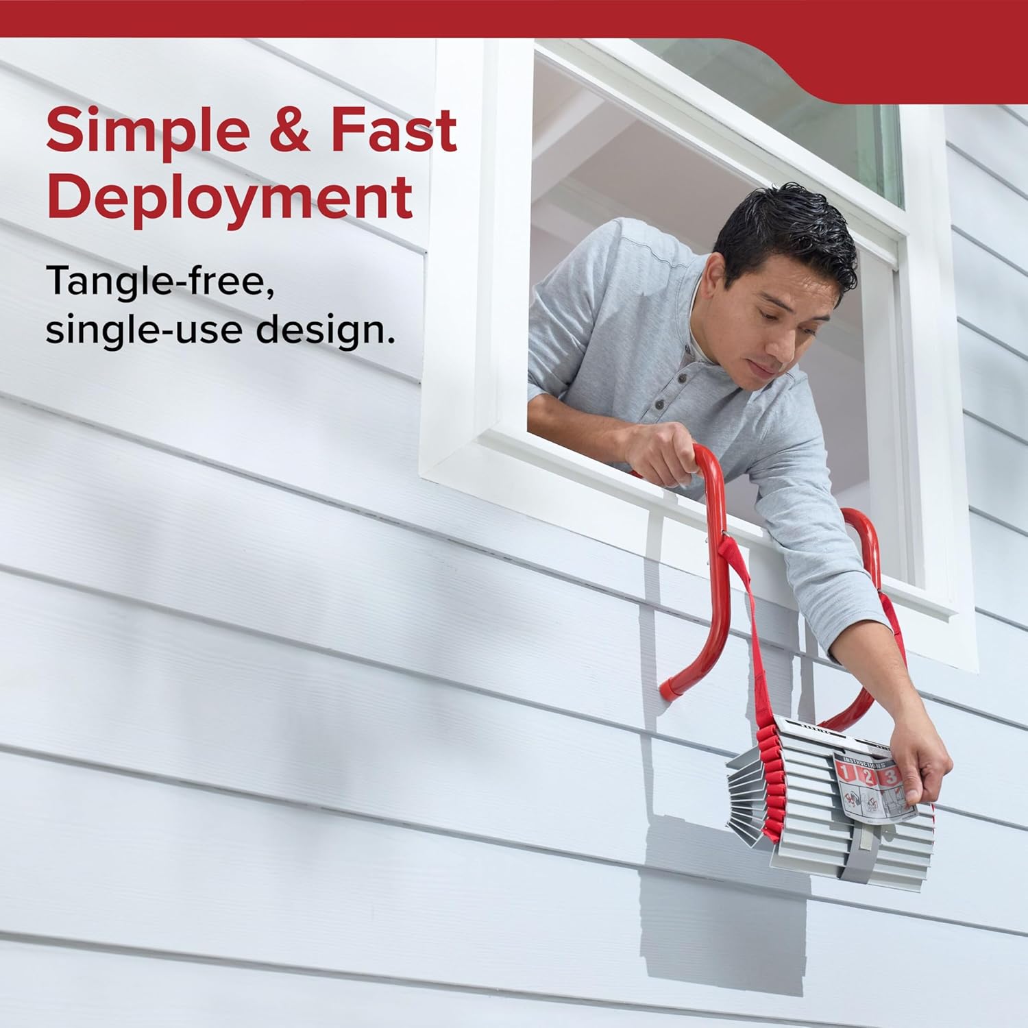 Kidde Fire Escape Ladder, 2-Story Rope Ladder, Extends to 13-Feet, Anti-Slip Rungs - Image 5