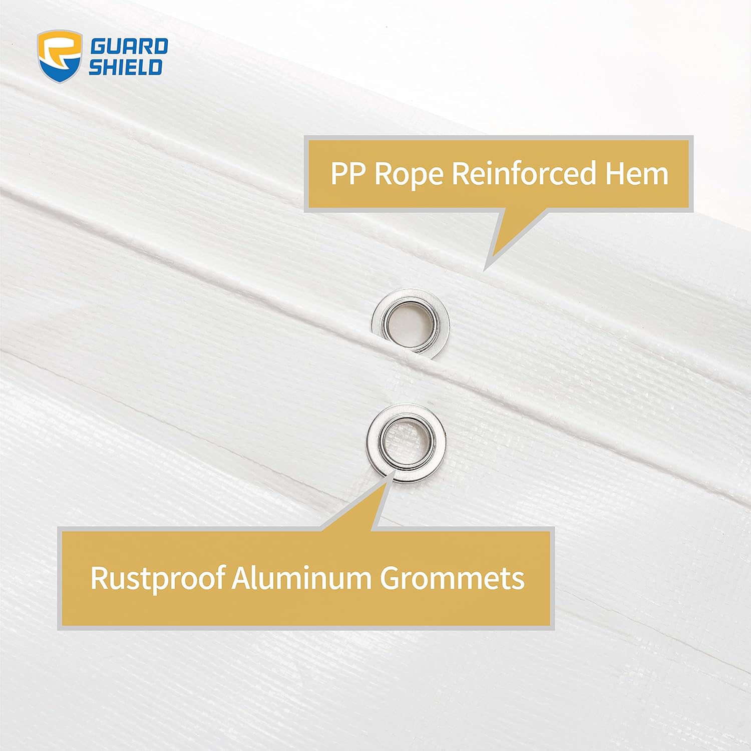 GUARD SHIELD Heavy Duty Tarp 20x20 Feet White Multi Purpose Thick Waterproof Poly Tarp Cover 10mil - Image 4