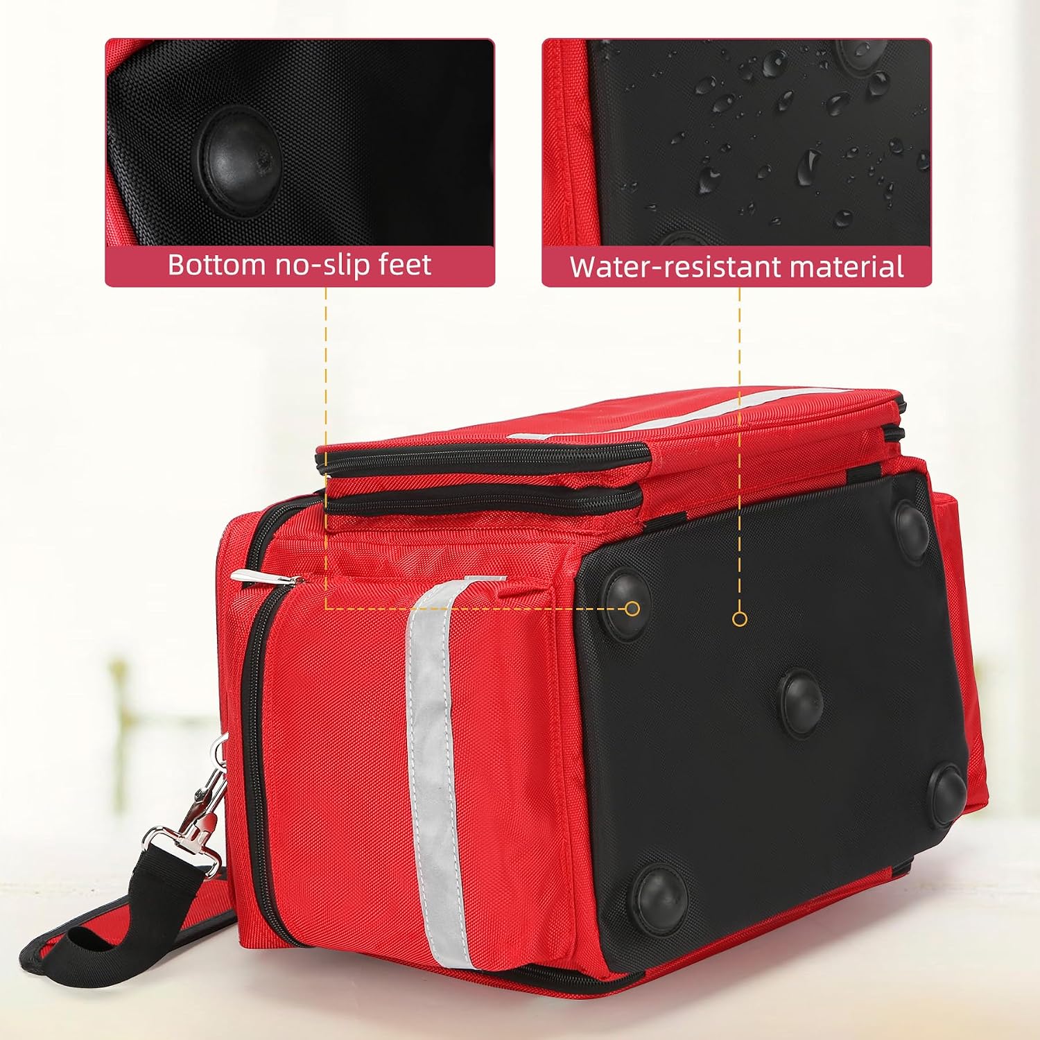 Medical Bag Empty First Aid Bag Home Health Nurse Bag Empty First Aid Storage Bag with Detachable Divider Medical Supplies Emergency Responder Trauma Bag for Nursing Student,Therapist,Doctors - Image 7