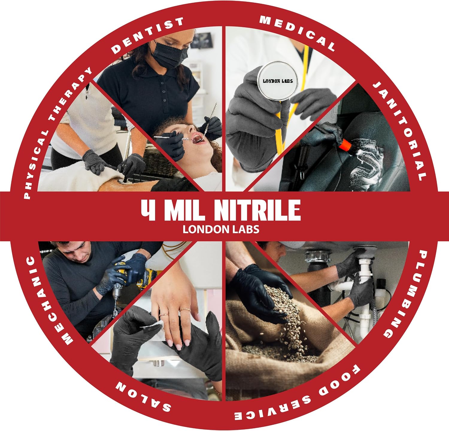 London Labs Synsafe 4 Mil -Black Nitrile Exam Gloves –Disposable Latex Free & Powder Free – Extra Strong, Rubber Gloves – First Aid Kit, Medical, EMT, Cleaning, Cooking | Bulk Case of (1000 ct) - Image 5