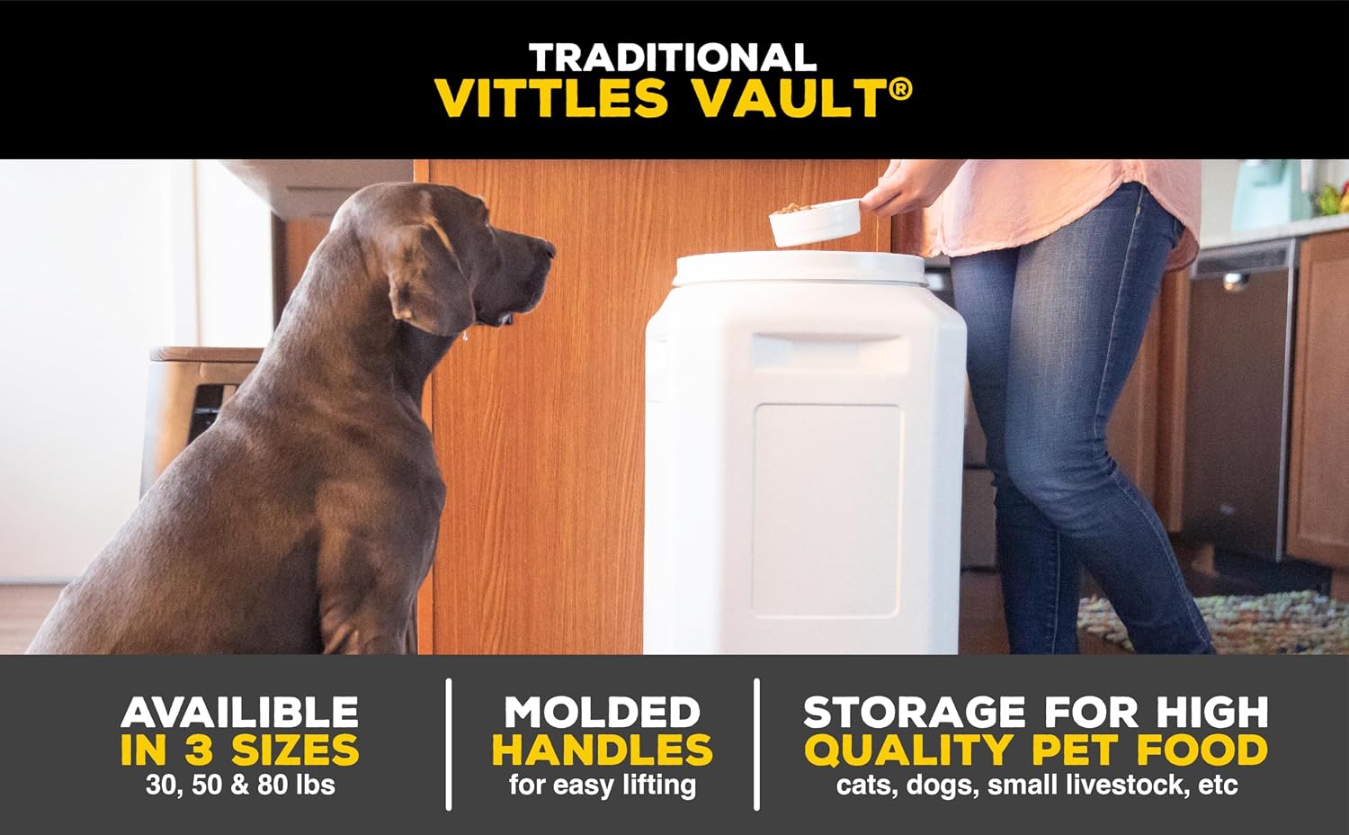 Vittles Vault Traditional Pet Food Storage Container For Dog Kibbles/Bird Seed/Oatmeal/Rice/Flour/Cereal, BPA Free Plastic, Sealed Airtight For Cat Food, Up To 50 lb, Made in USA, With Scoop, Gray - Image 12