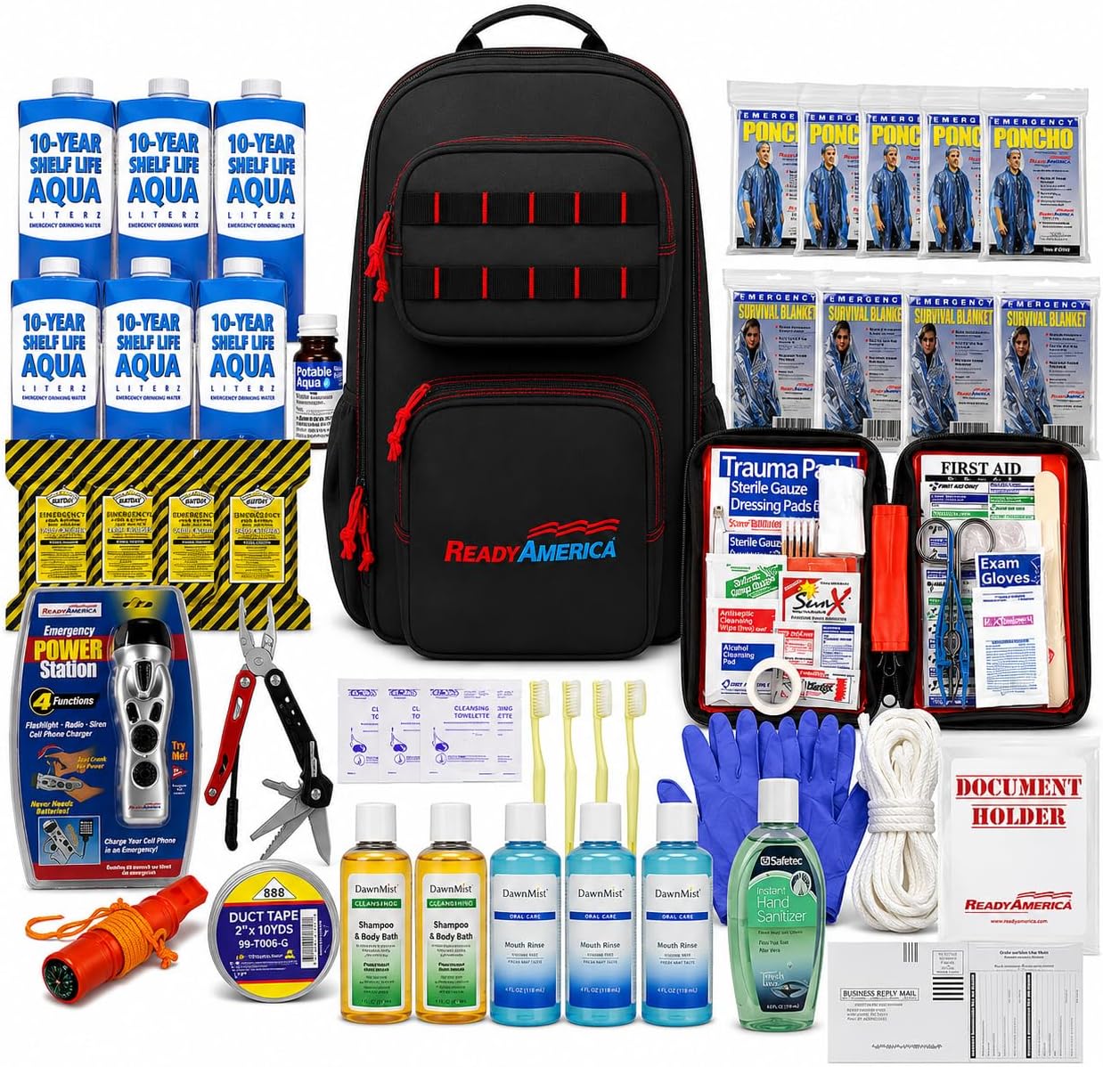 Professional Emergency Survival Kit, 2-Person, 72-Hour, 3-Day Earthquake Emergency Kit Backpack for Disaster Preparedness, Ready America 70481