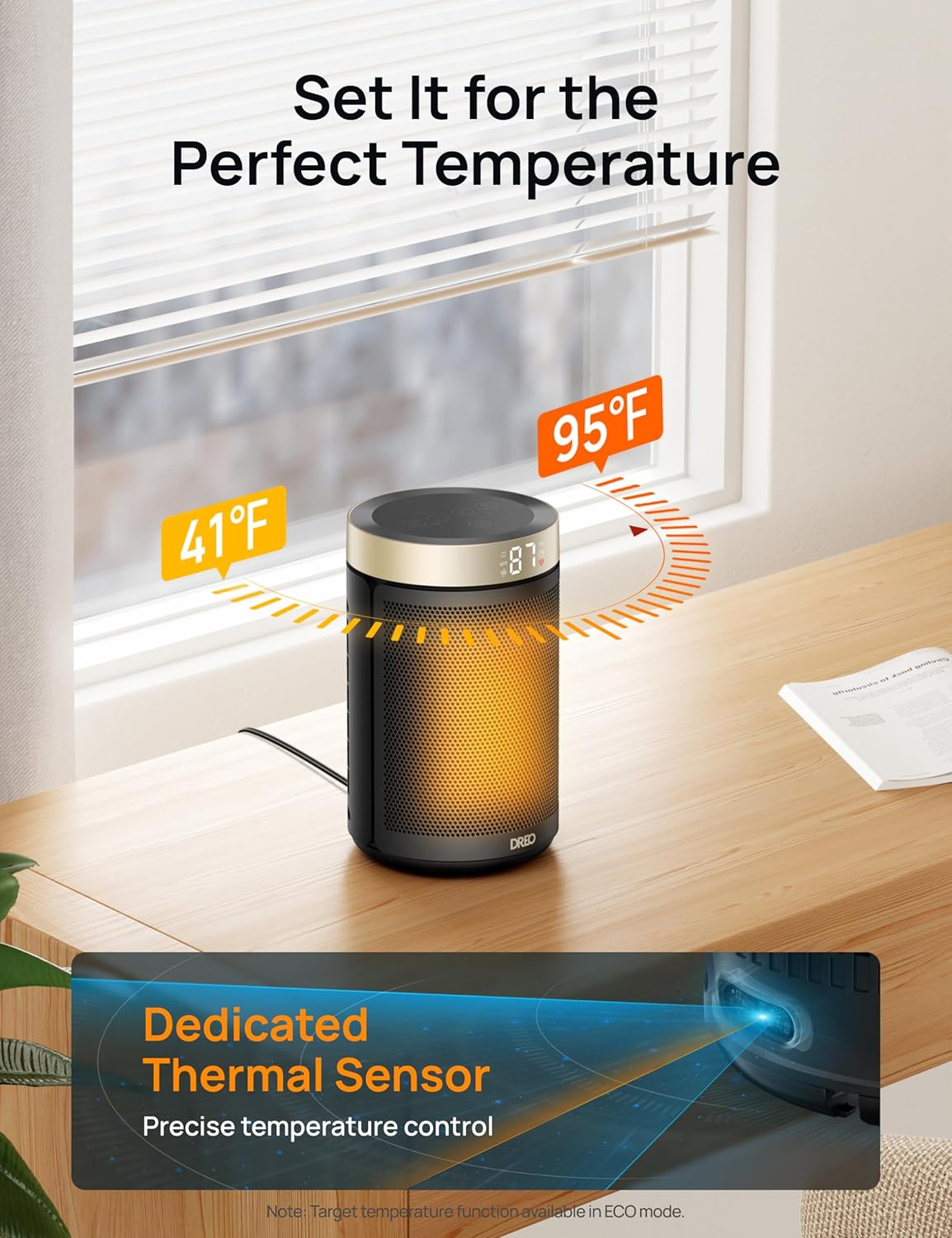 DREO Space Heater, Portable Electric Heaters for Indoor Use with Thermostat and Remote, 2024 Upgraded, Digital Display, 12H Timer, 5 Mode, 1500W PTC Ceramic Fast Safety Heat for Office Bedroom Home - Image 6