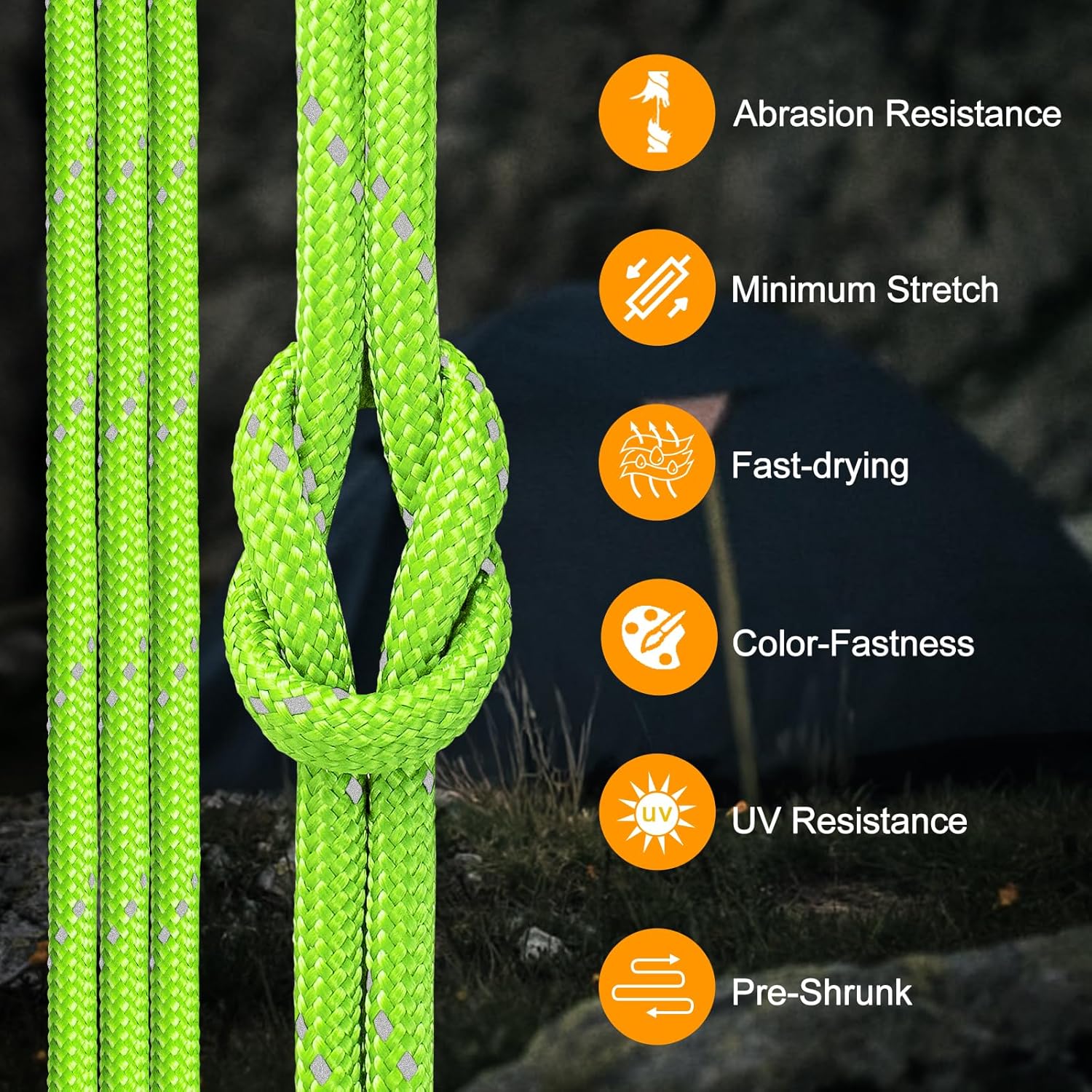 850Ib Reflective Paracord Rope, 50/100/200/500/1000ft 4MM 11 Strand Parachute Spool Cord, Paracord Lanyard String for Tent, Camping, Hiking, Fishing, Survival Bracelet, Neon Green 1000FT - Image 3