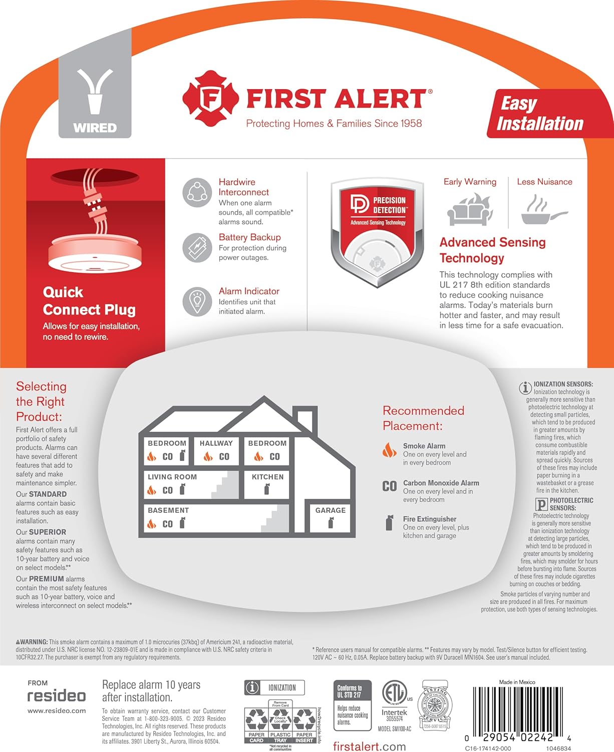 First Alert SMI100-AC, Hardwire Interconnect Smoke Alarm with Battery Backup, 6-Pack - Image 4