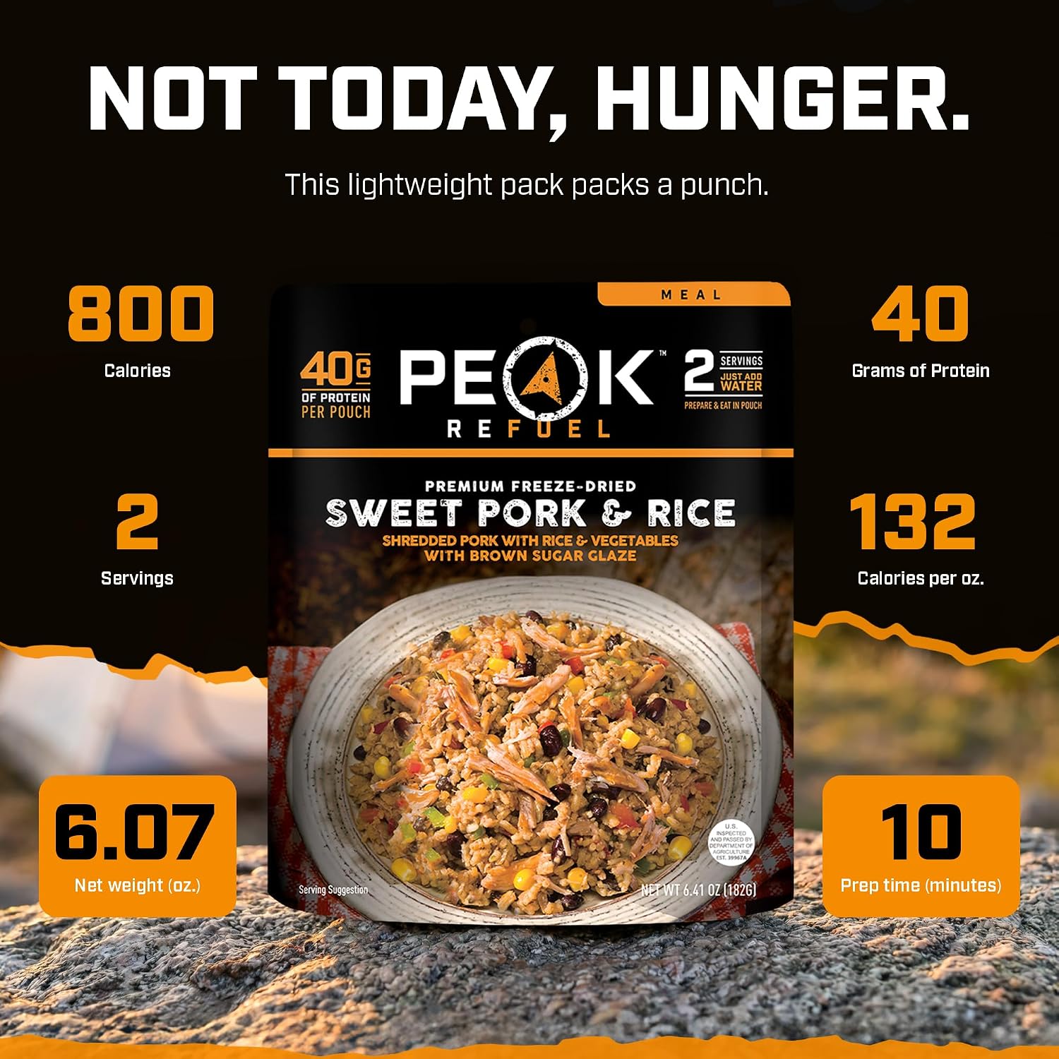 Peak Refuel Sweet Pork & Rice | Premium Freeze Dried Camping Food | Backpacking & Hiking MRE Meals | Just Add Water | 100% Real Meat | 40g of Protein | 2 Serving Pouch - Image 4
