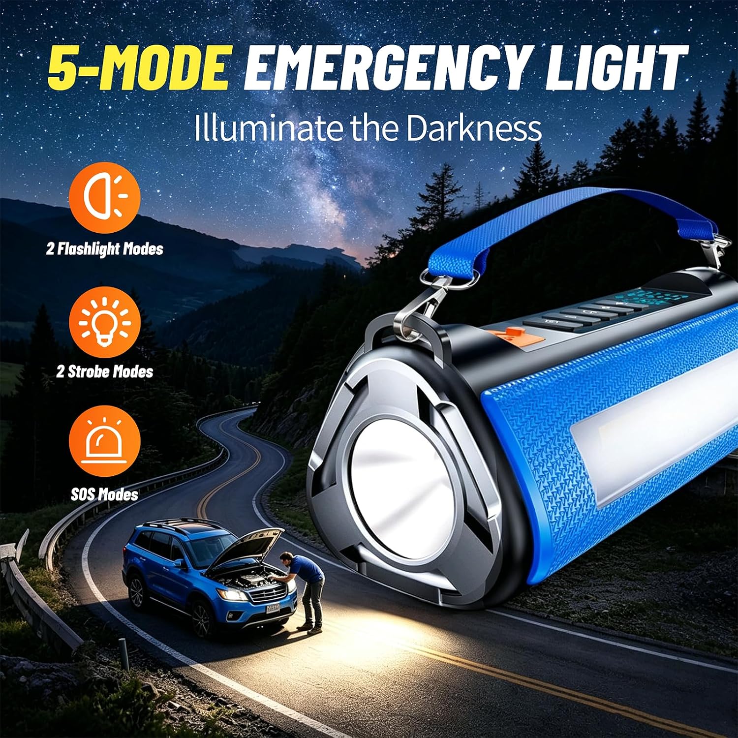 Car Battery Jump Starter with Air Compressor, 2500A Car Jumper Starter Portable150PSI, Battery Jumper Starter Portable Jump Box for Car Battery with 600LM,Jumper Cables, LCD Display - Image 4