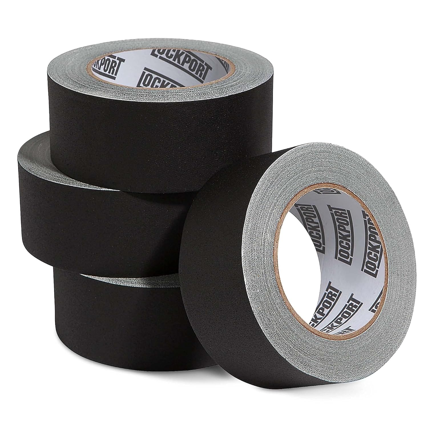 Lockport Black Gaffers Tape 2 Inch x 30 Yards - 4 Pack Pro Black Gaffing Tape, Easy Tear Gaff, Heavy Duty No Residue, Non-Reflective Matte for Stage and Photo, Multipurpose