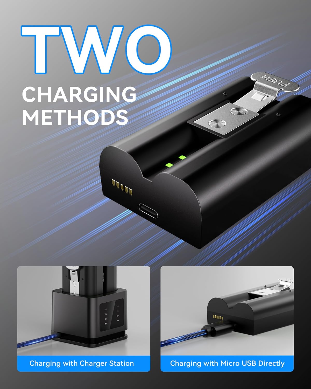 2 Pack 7200mAh Replacement for Ring Battery with LCD Charger, Type-C Port, Compatible with Ring Video Doorbell 2/3/3+/4, Spotlight Cam, Stick Up Cam - Image 4